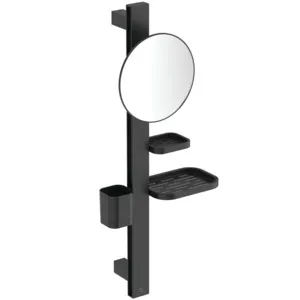 Ideal Standard Beauty Bar Accessoires-Kombination Alu+ S700 mit Spiegel Durchmesser 200mm Silk Black
