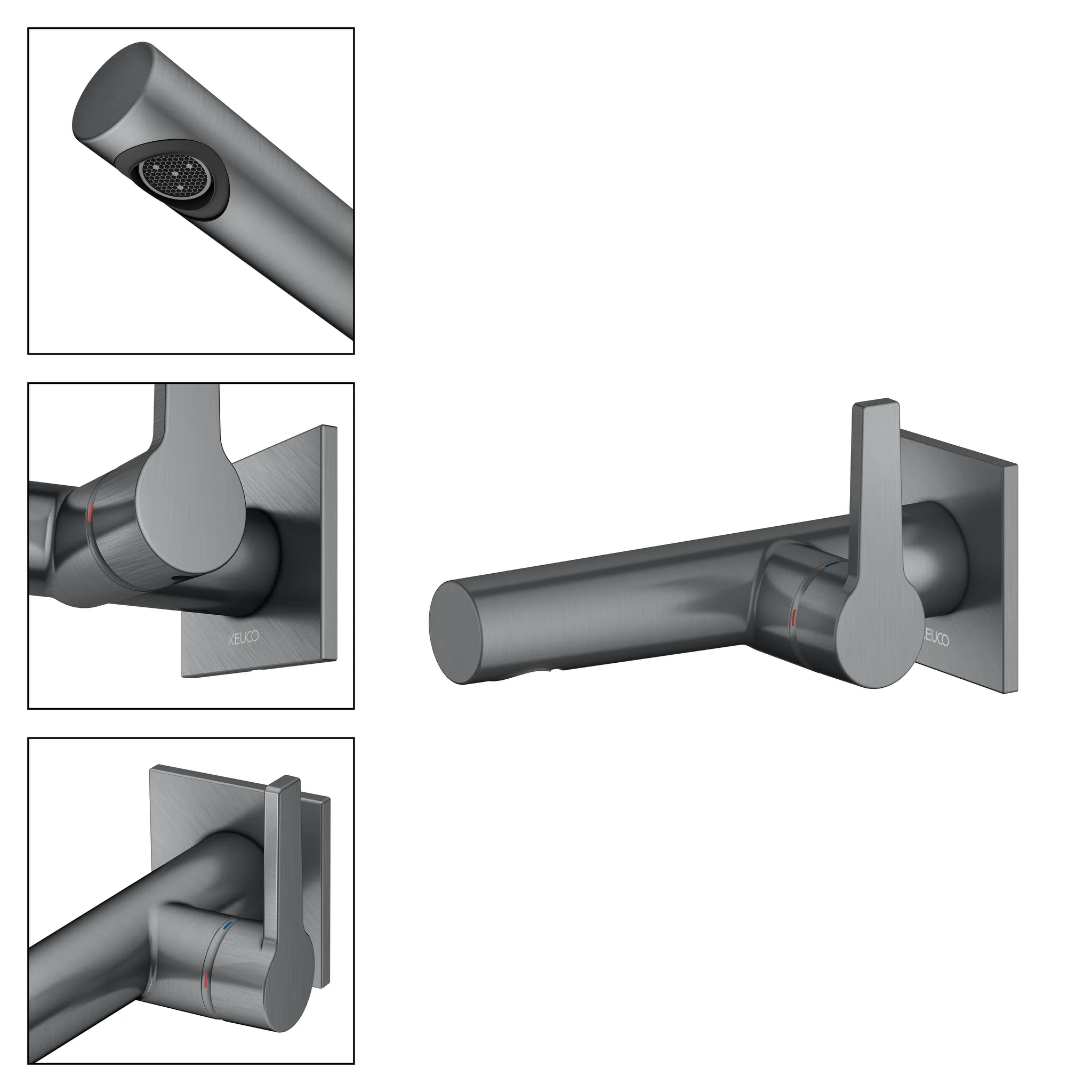 KEUCO EDITION 11 Einhebel-Waschtischmischer Unterputz 1 Loch Schwarzchrom gebürstet