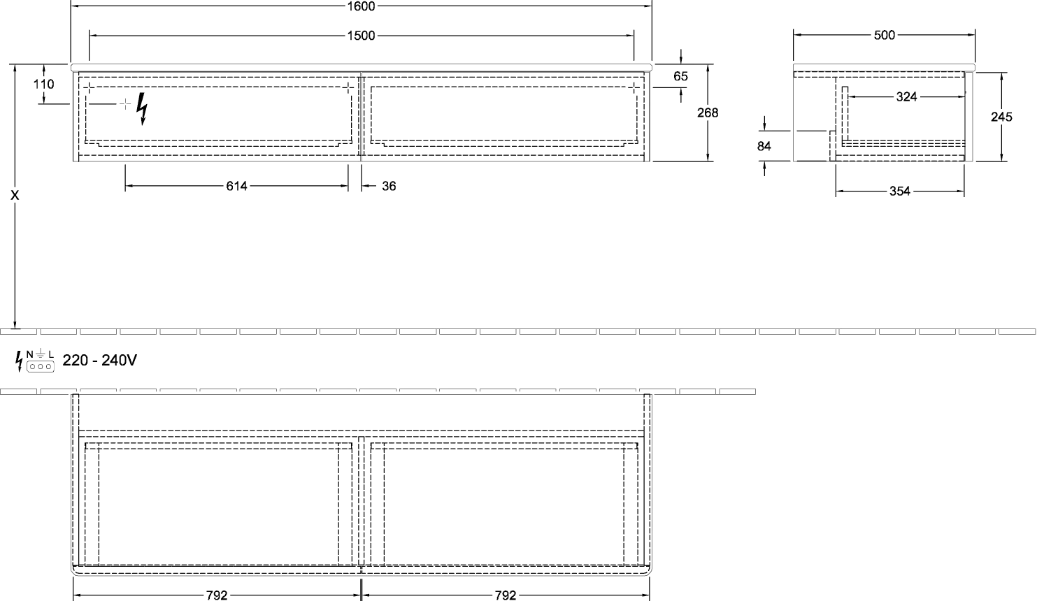 Villeroy & Boch Antao Sideboard K42 1600x268x500mm Villeroy & Boch Antao Sideboard K42 1600x268x500mm