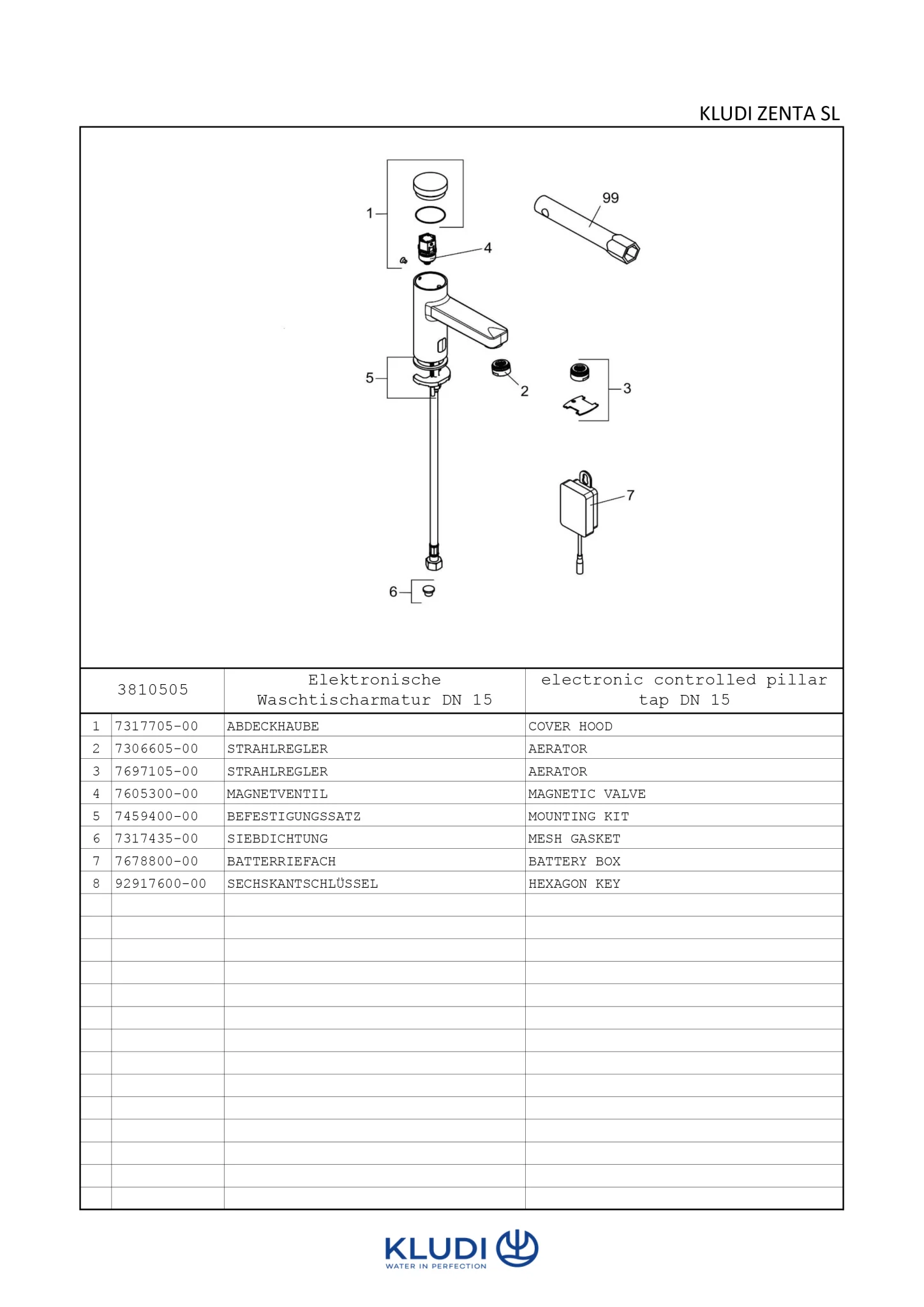 Kludi ZENTA SL Elektronisches Standventil chrom, DN 15, mit Batterie, Infrarot-Sensorik, DVGW-zugelassen