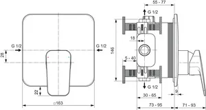Brausearmatur Unterputz Ceraplan 163x71x185mm Chrom Brausearmatur Unterputz Ceraplan 163x71x185mm Chrom