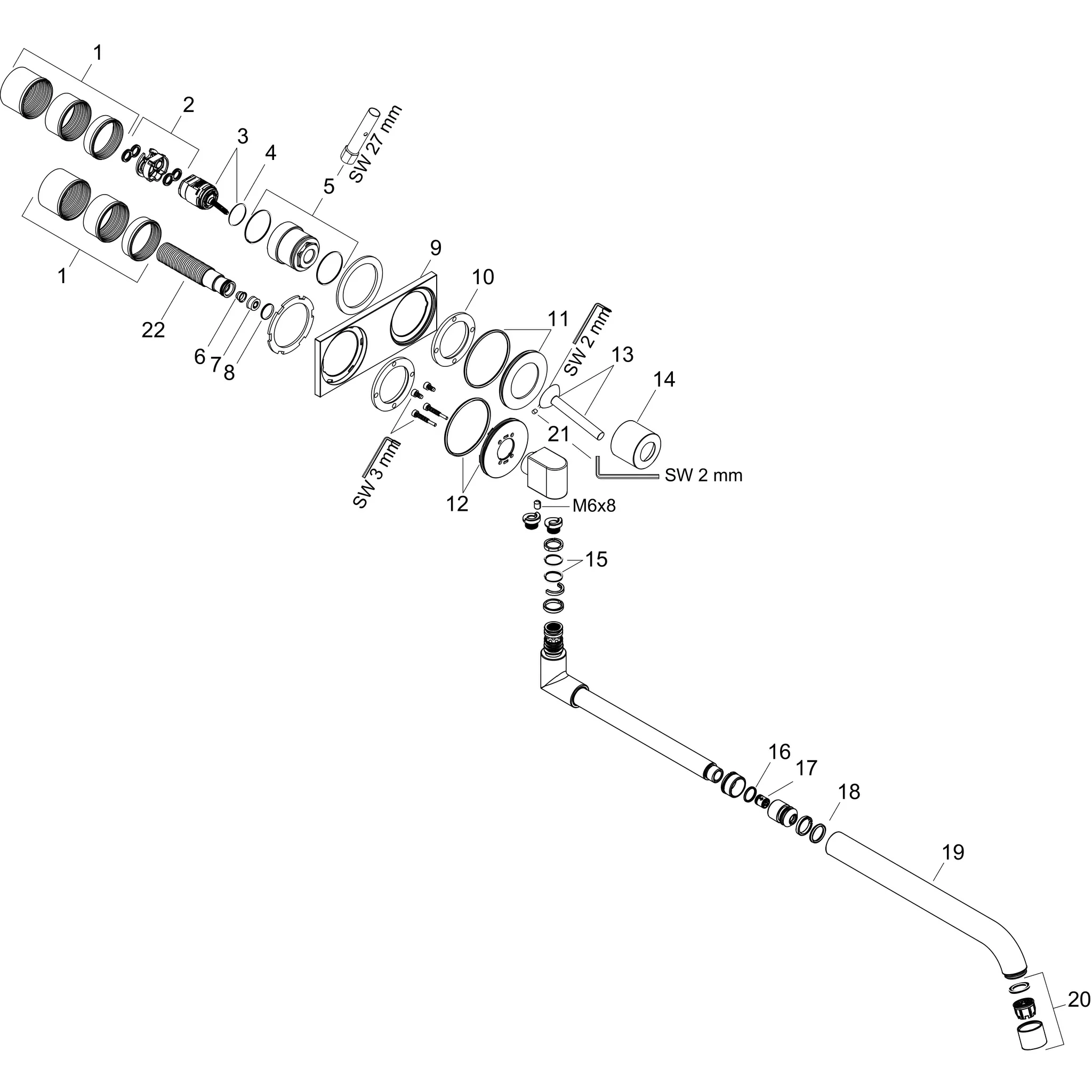 Spültischmischer UP Axor Uno 2 chrom Spültischmischer UP Axor Uno 2 chrom