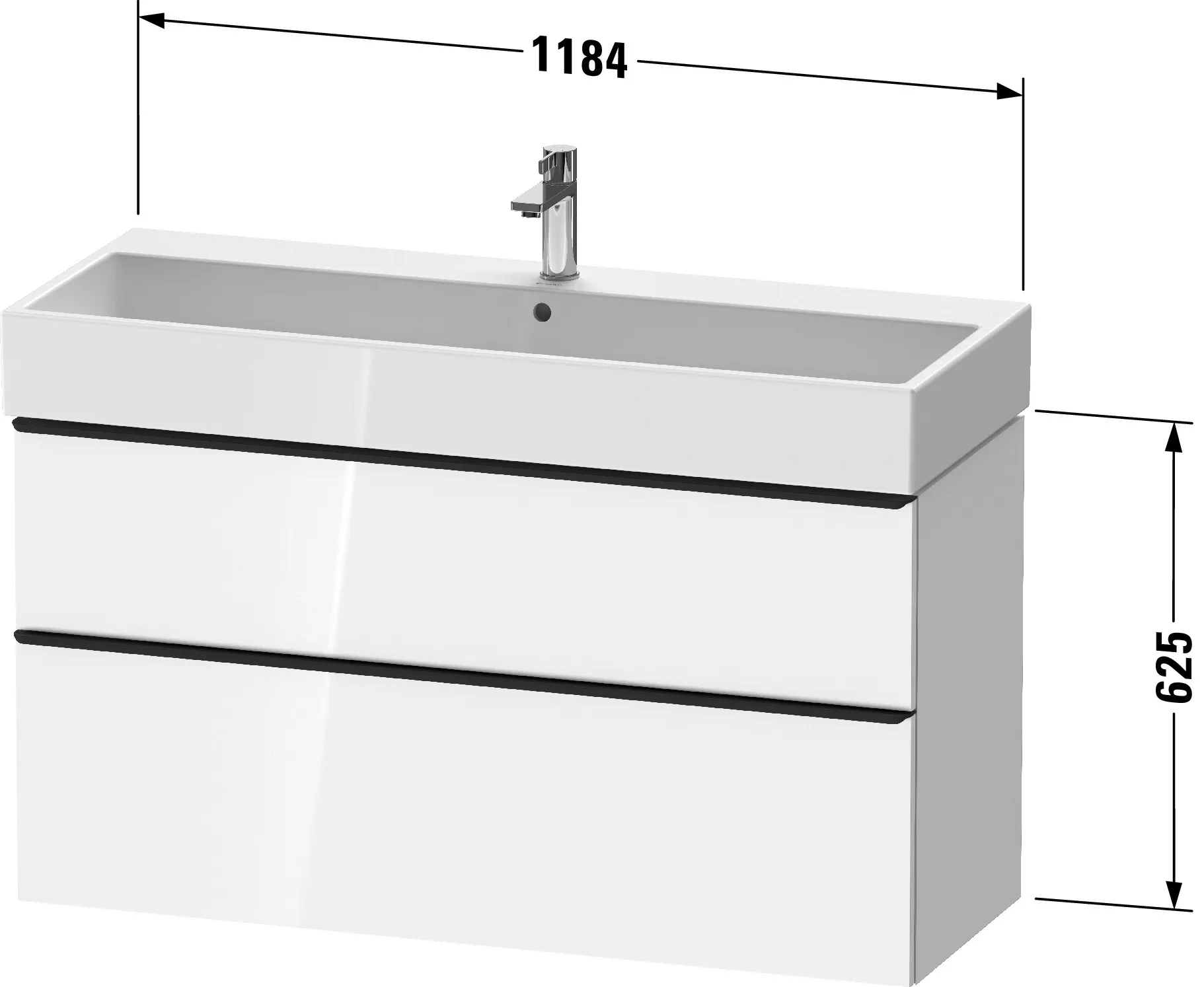 Duravit Waschtischunterschrank wandhängend „D-Neo“ 118,4 × 62,5 × 44,2 cm in Eiche Marmoriert