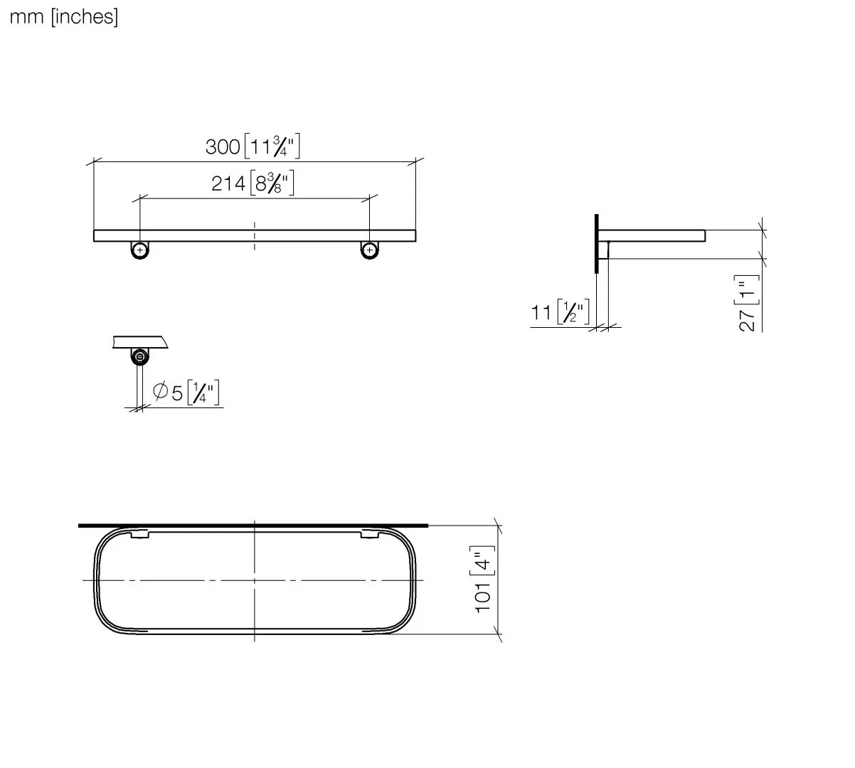 Dornbracht Ablage Wandmodell SERIENSPEZIFISCH Dark Bronze gebürstet PVD, Breite 300 mm, Höhe 26 mm, Ausladung 100 mm Dornbracht Ablage Wandmodell SERIENSPEZIFISCH Dark Bronze gebürstet PVD, Breite 300 mm, Höhe 26 mm, Ausladung 100 mm