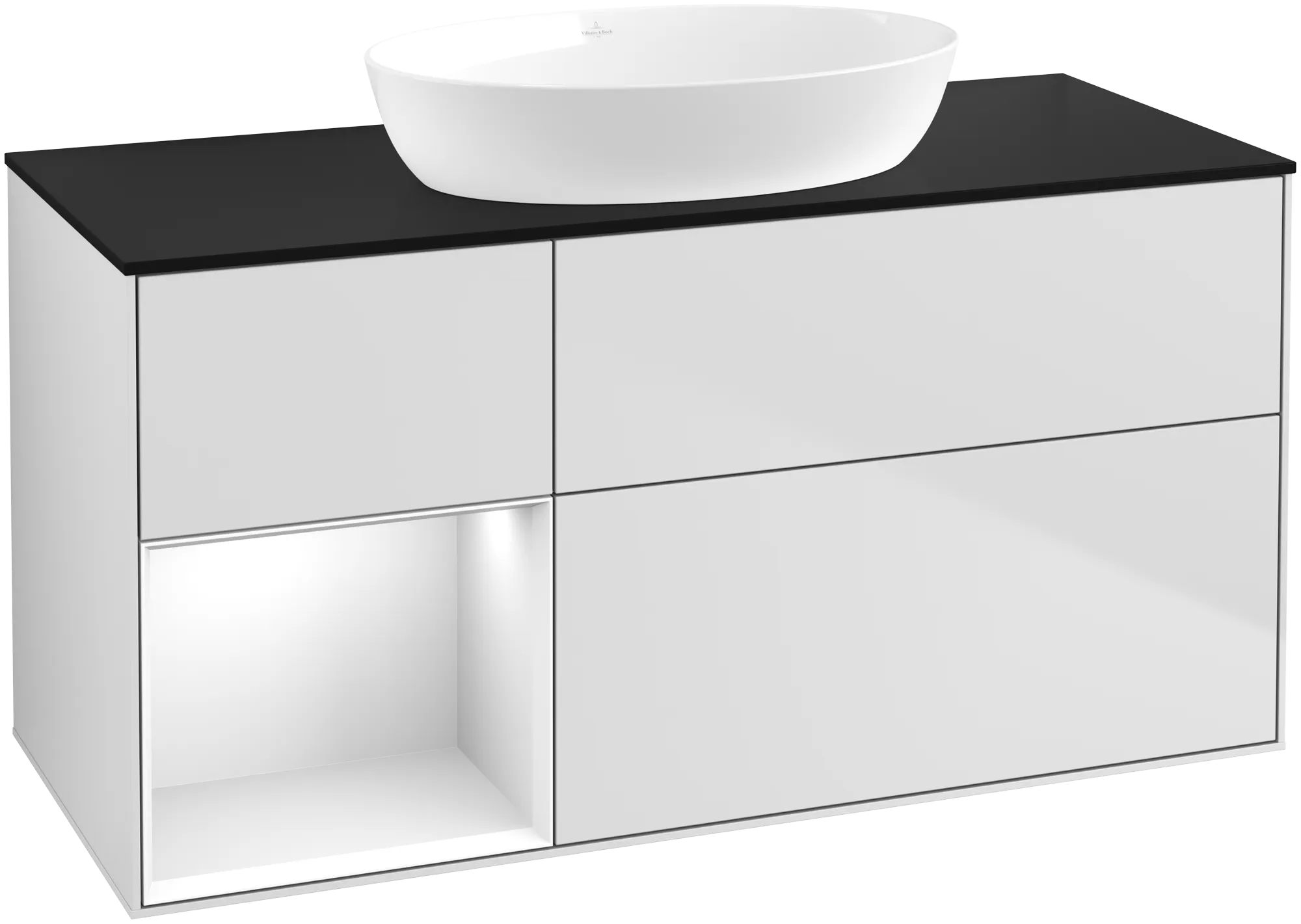 Villeroy & Boch Waschtischunterschrank „Finion“ für Schrankwaschtisch 1200 × 603 × 501 mm White Matt Lacquer, für Becken mittig, ohne Hahnlochbohrung