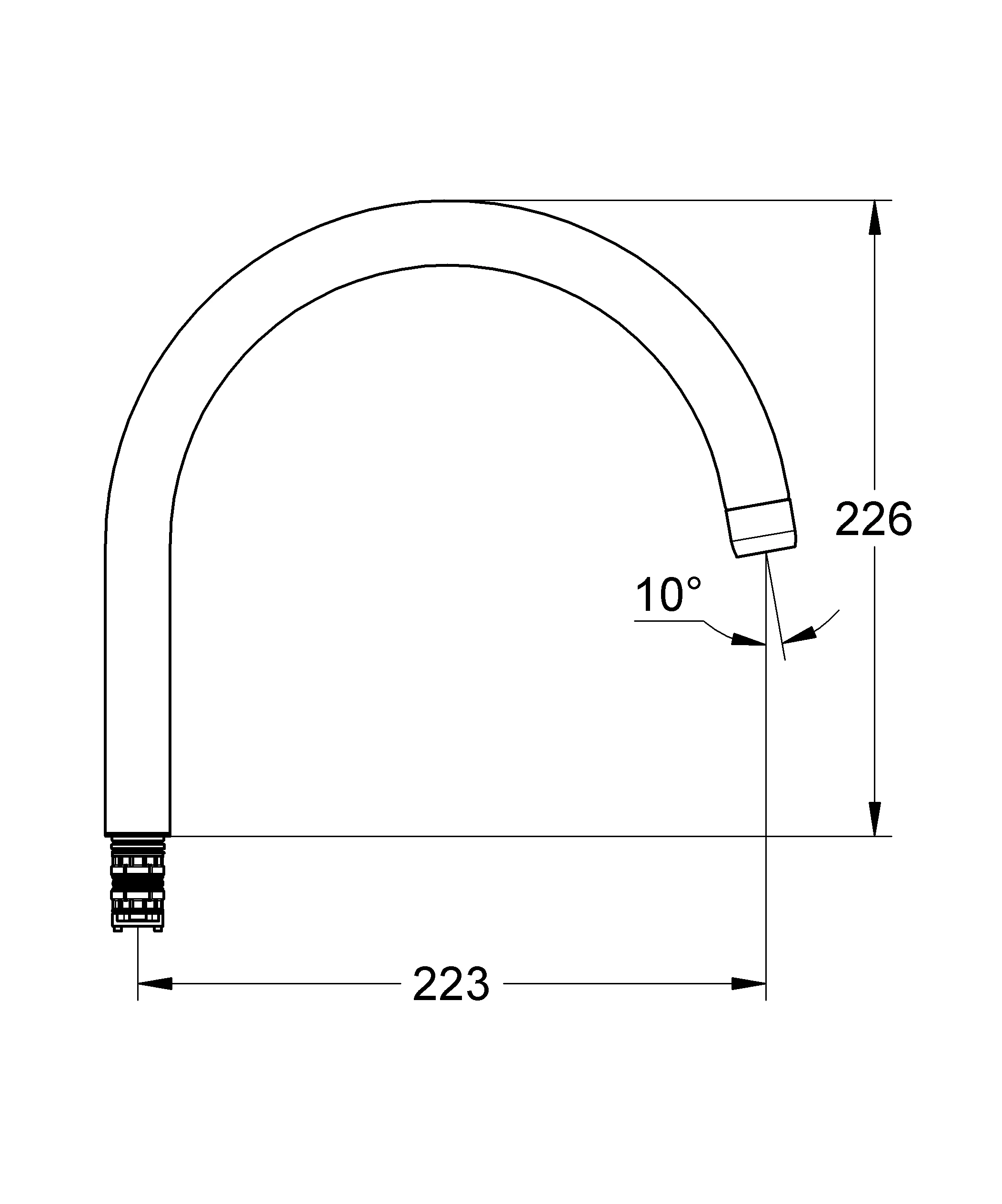 C-Auslauf 13043, für Minta Einhand-Spültischbatterie, chrom