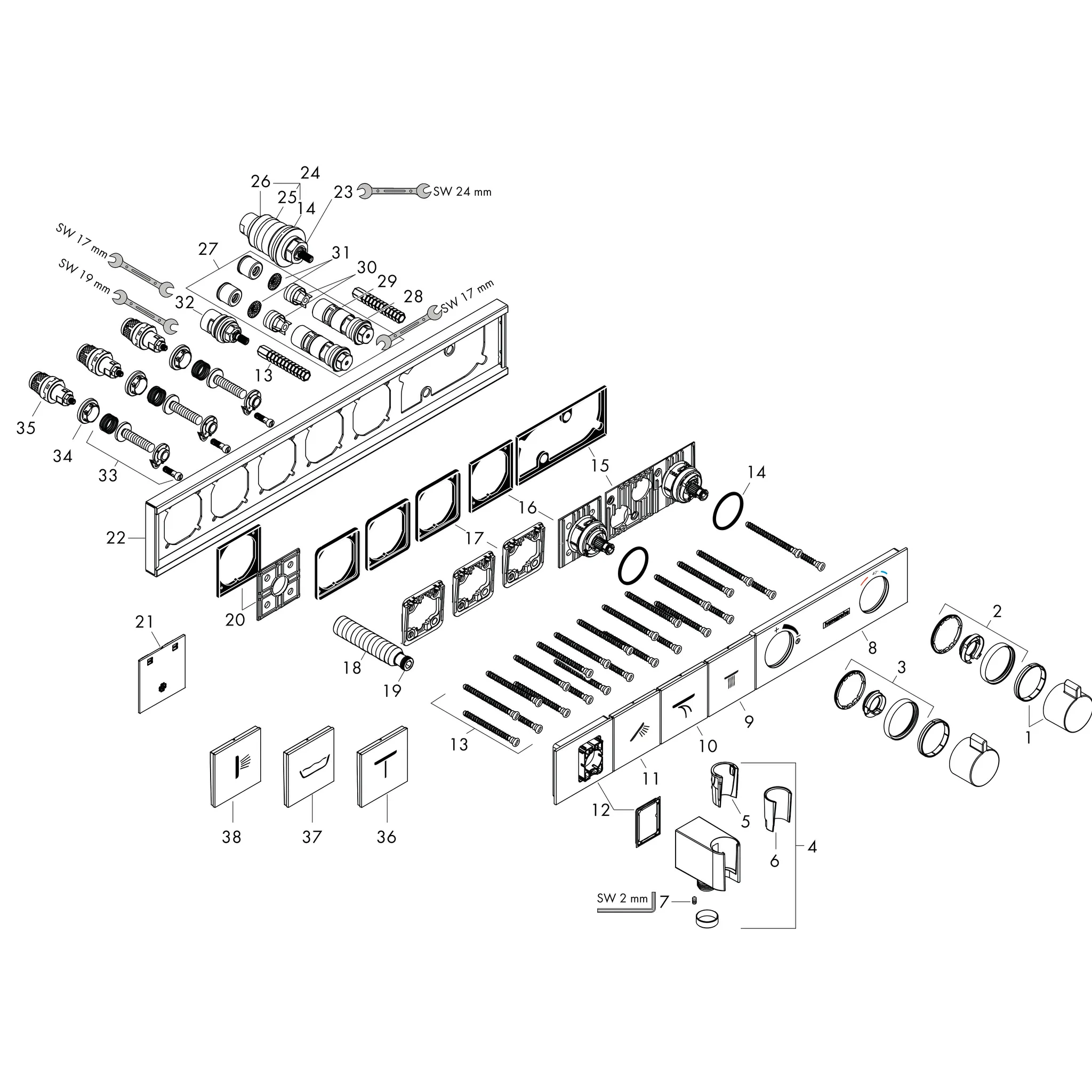 Hansgrohe RainSelect Thermostat Unterputz für 3 Verbraucher mit integriertem Brausehalter Weiß/Chrom Hansgrohe RainSelect Thermostat Unterputz für 3 Verbraucher mit integriertem Brausehalter Weiß/Chrom