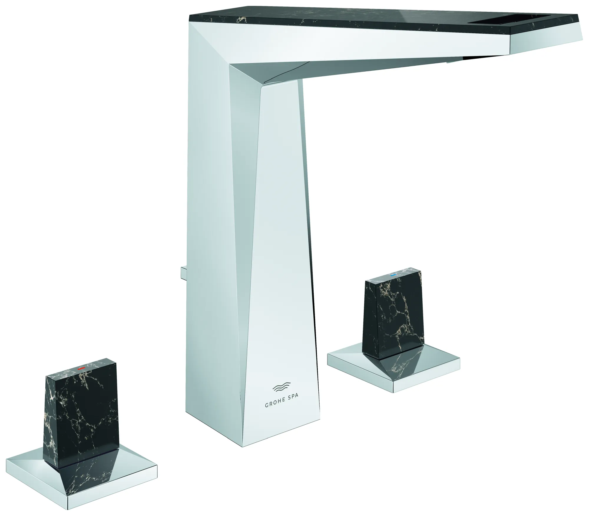 3-Loch-Waschtischbatterie Allure Brilliant Private Collection 20669, mit Knopfbetätigung (Trapez) Vanilla Noir Ceasarstone, Zugstangen-Ablaufgarnitur 1 1/4", chrom 3-Loch-Waschtischbatterie Allure Brilliant Private Collection 20669, mit Knopfbetätigung (Trapez) Vanilla Noir Ceasarstone, Zugstangen-Ablaufgarnitur 1 1/4", chrom