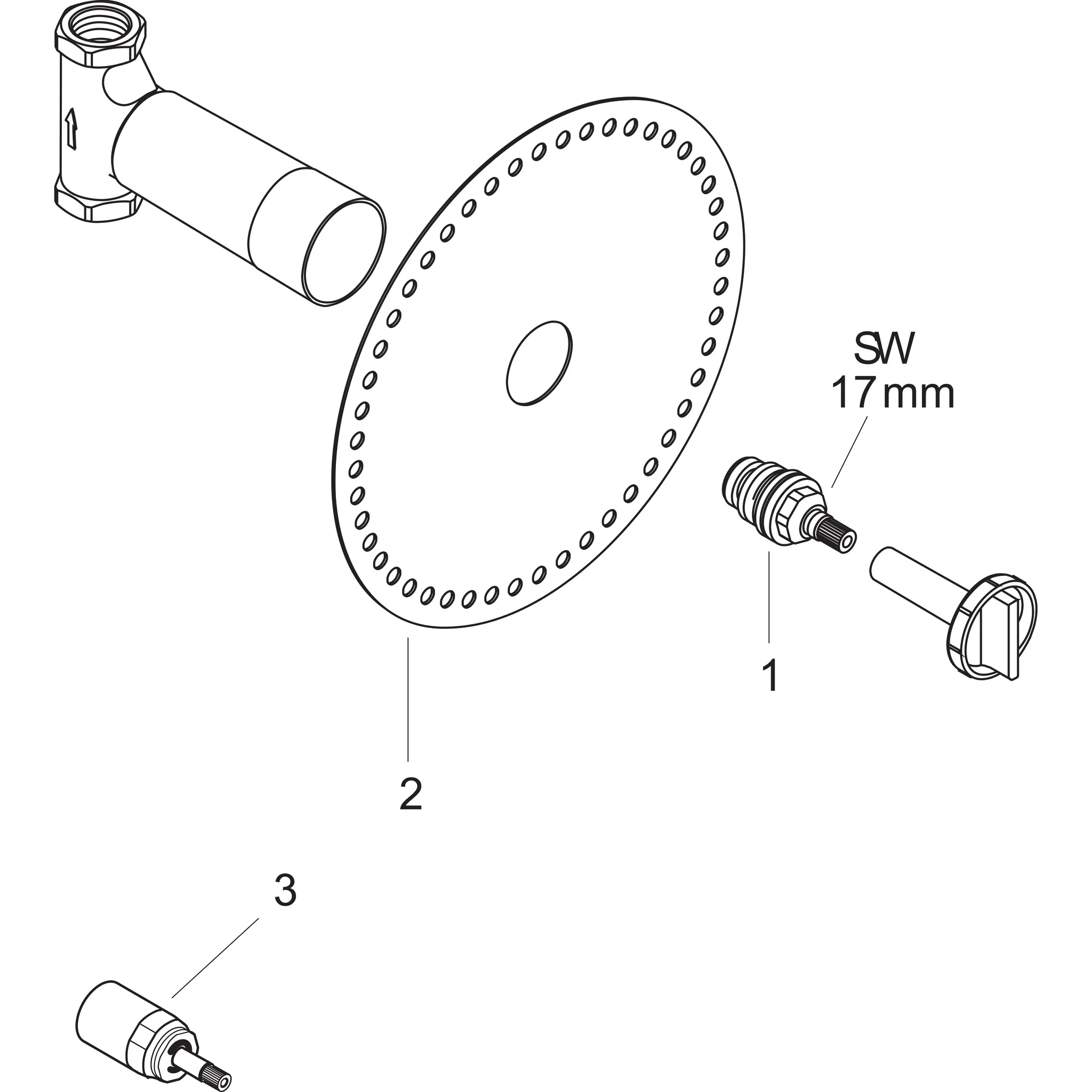 Grundkörper Unterputz-Ventil Spindel DN15 Grundkörper Unterputz-Ventil Spindel DN15