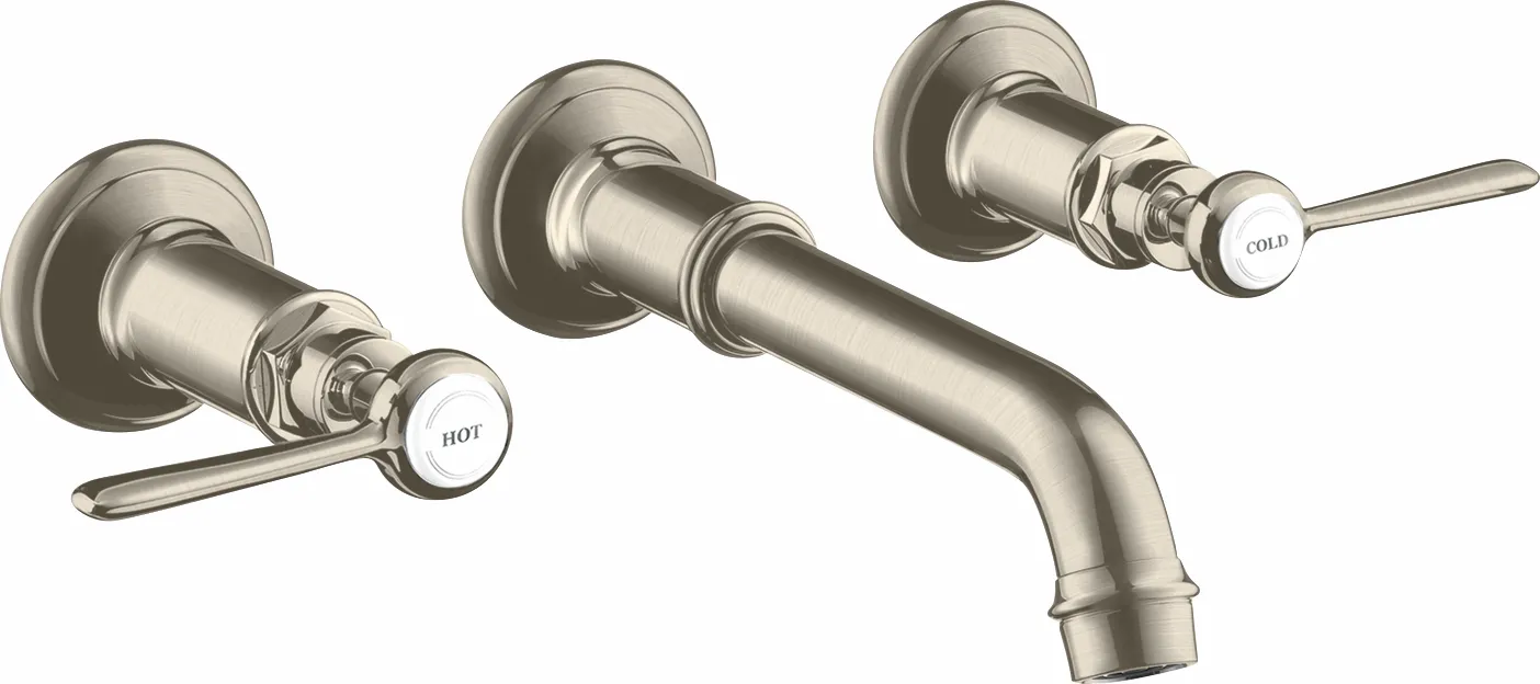 3-Loch Waschtischarmatur Axor Montreux Wand Fertigset Hebelgriff chrom Farbe: Brushed Nickel 3-Loch Waschtischarmatur Axor Montreux Wand Fertigset Hebelgriff chrom Farbe: Brushed Nickel