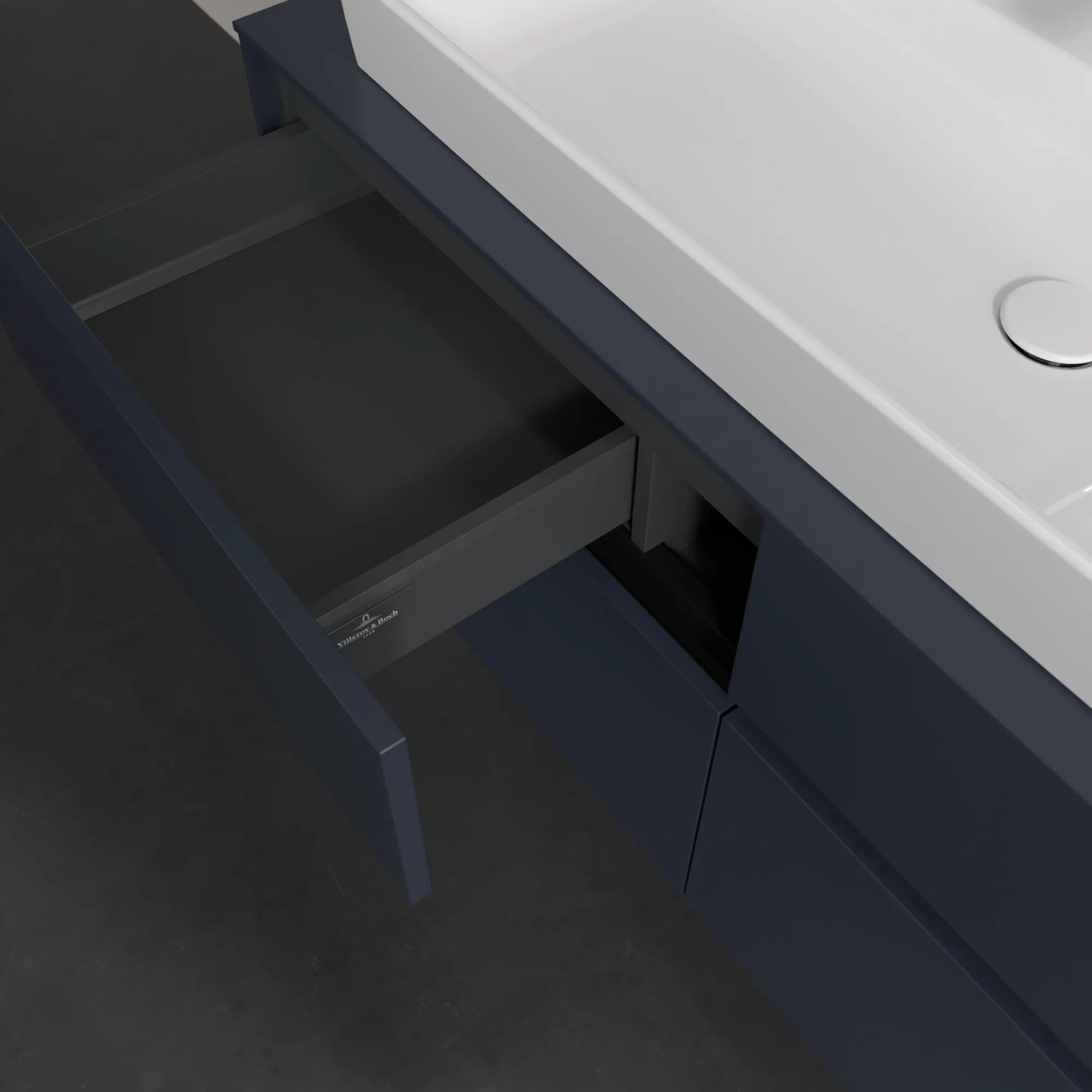 Villeroy & Boch Waschtischunterschrank „Collaro“ 1200 × 548 × 500 mm Marine Blue, ohne Beleuchtung, für Becken mittig