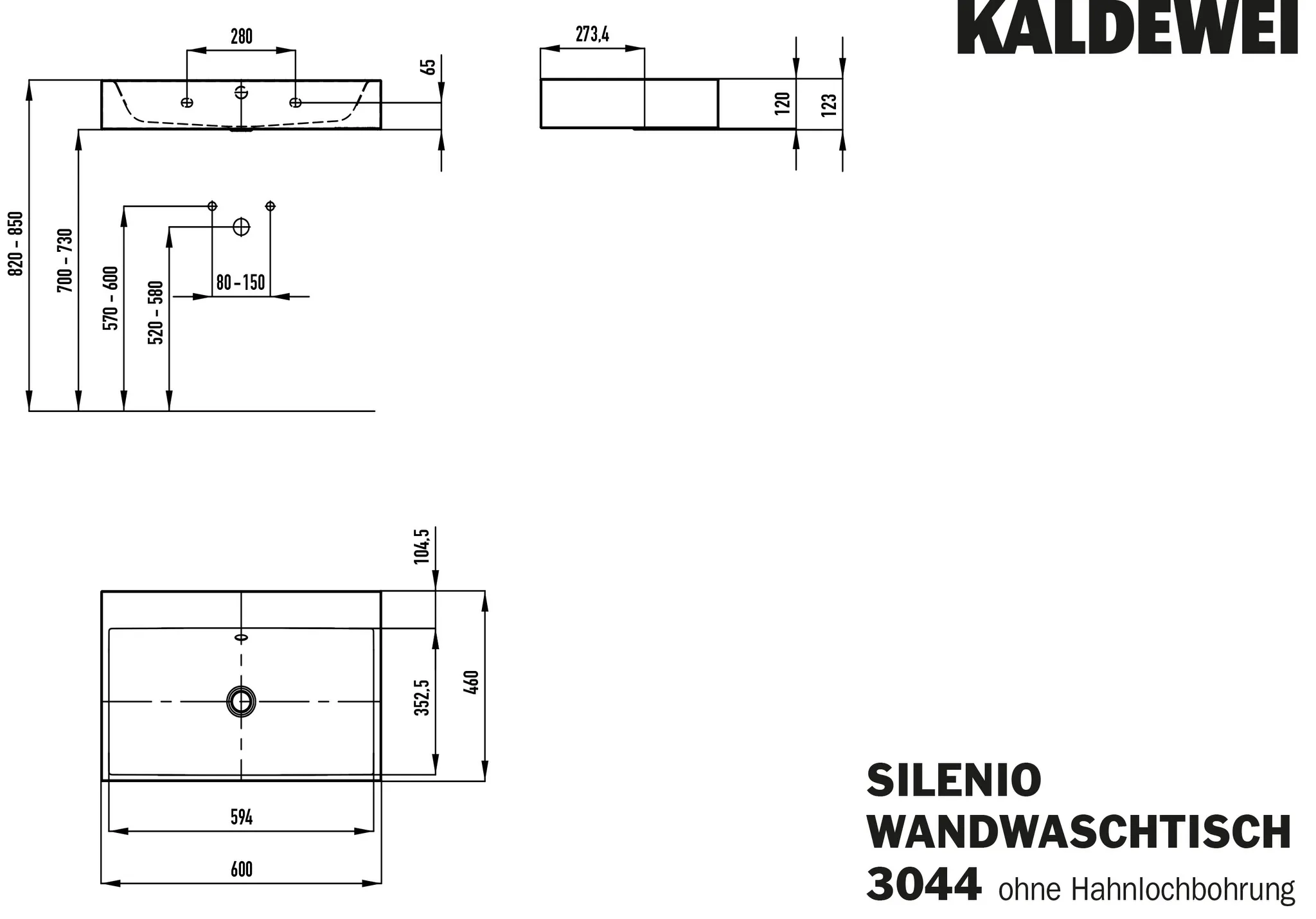 Wandwaschtisch „Silenio“ 600 × 460 mm, ohne Hahnlochbohrung in pergamon, mit Perl-Effekt Wandwaschtisch „Silenio“ 600 × 460 mm, ohne Hahnlochbohrung in pergamon, mit Perl-Effekt