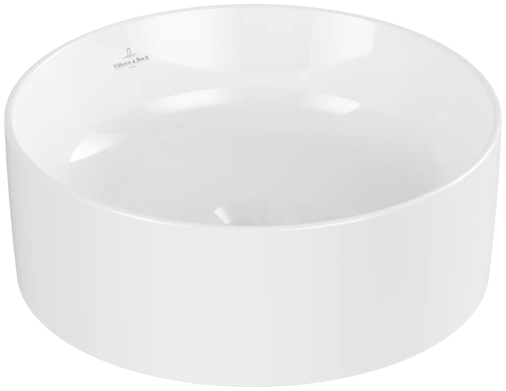 Villeroy & Boch Collaro Aufsatzwaschbecken 400x400mm, Rund, ohne Überlauf, Weiß Alpin CeramicPlus