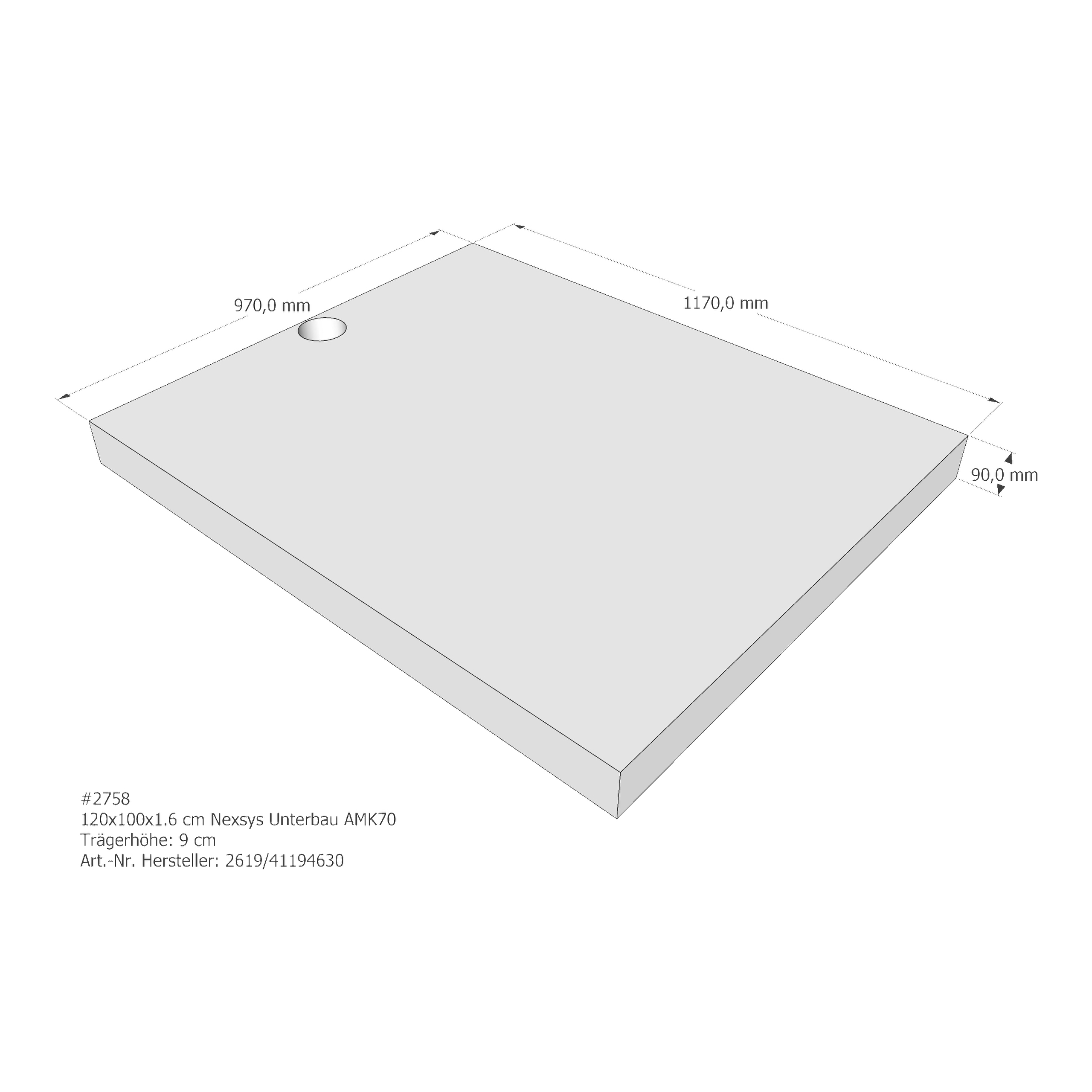 Duschwannenträger für Kaldewei Nexsys Unterbau 120 × 100 × 1,6 cm Duschwannenträger für Kaldewei Nexsys Unterbau 120 × 100 × 1,6 cm
