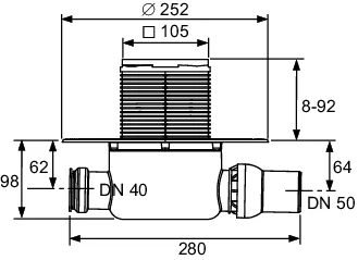 Drainpoint S 120 Boden-Ablaufset Norm, waagerecht, mit Seal System Universalflansch
