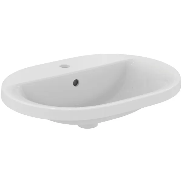 Ideal Standard Einbauwaschtisch Connect, oval, 1 Hahnloch, weiß, 620x460x175 mm