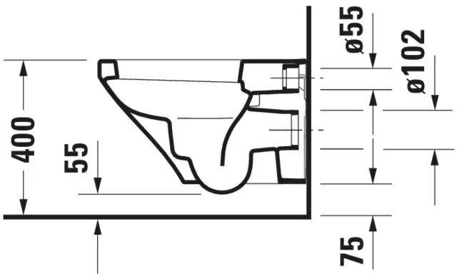 Wand-Tiefspül-WC „DuraStyle“ 37 × 34,5 × 54 cm, Befestigung sichtbar, mit Spülrand