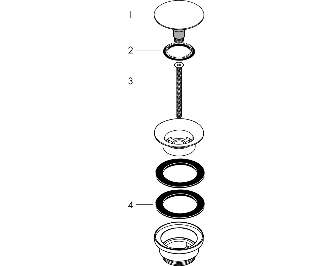 Ablaufventil Push-Open Axor DN32 chrom mit Überlaufloch Ablaufventil Push-Open Axor DN32 chrom mit Überlaufloch