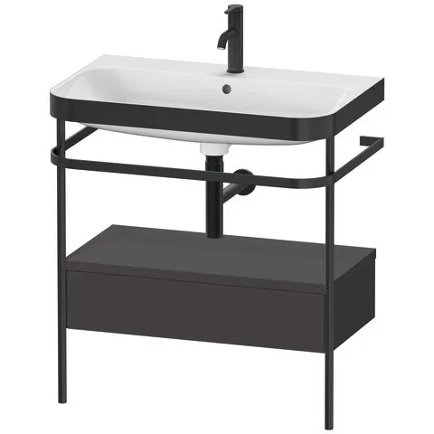 Duravit Waschtischunterschrank mit Metallkonsole „Happy D.2 Plus“ 77,5 × 85 × 49 cm Graphit Supermatt