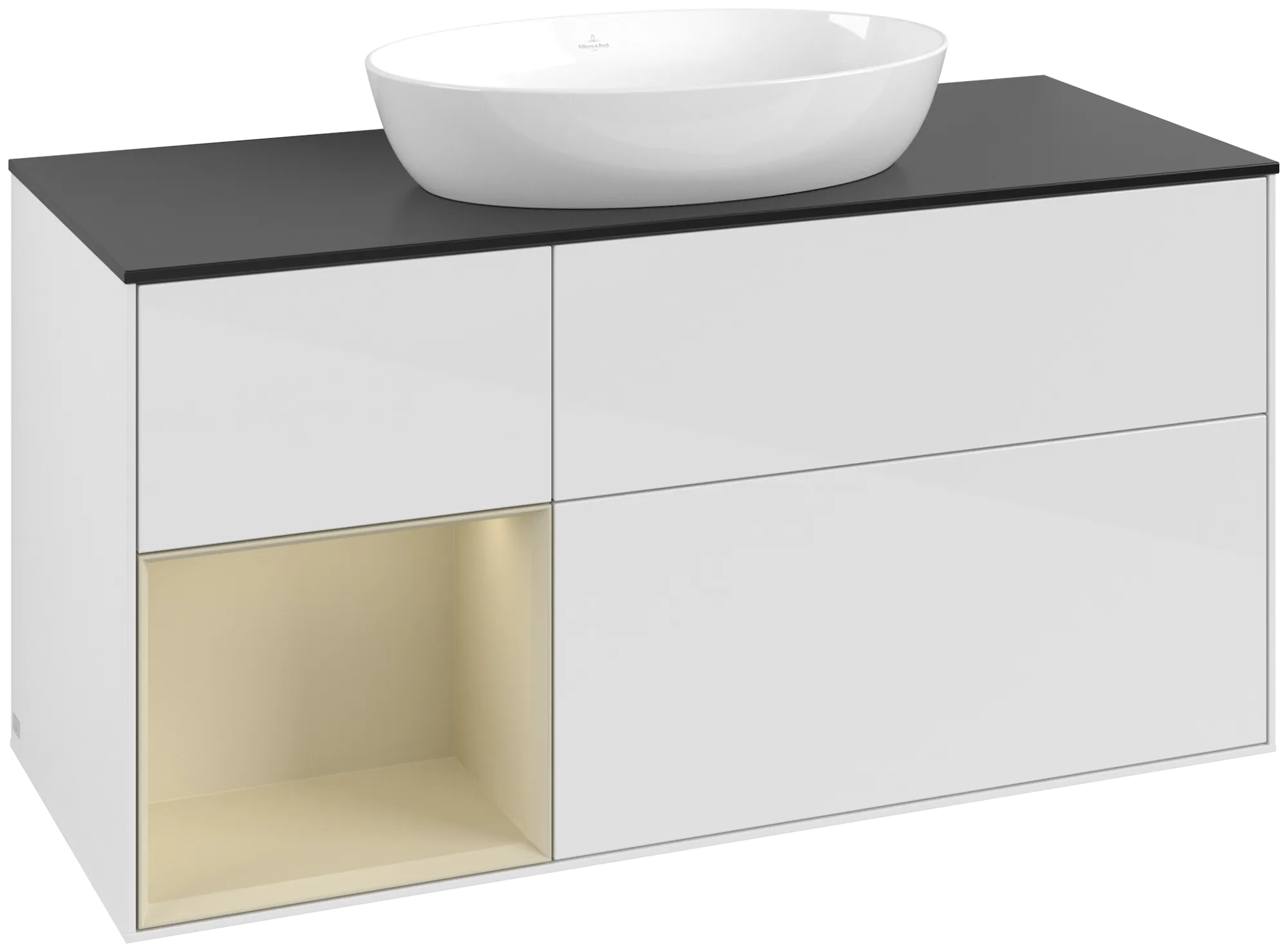Villeroy & Boch Finion Waschbeckenunterschrank GA6 1200x603x501mm Glossy White/Silk Grey/Glass Black