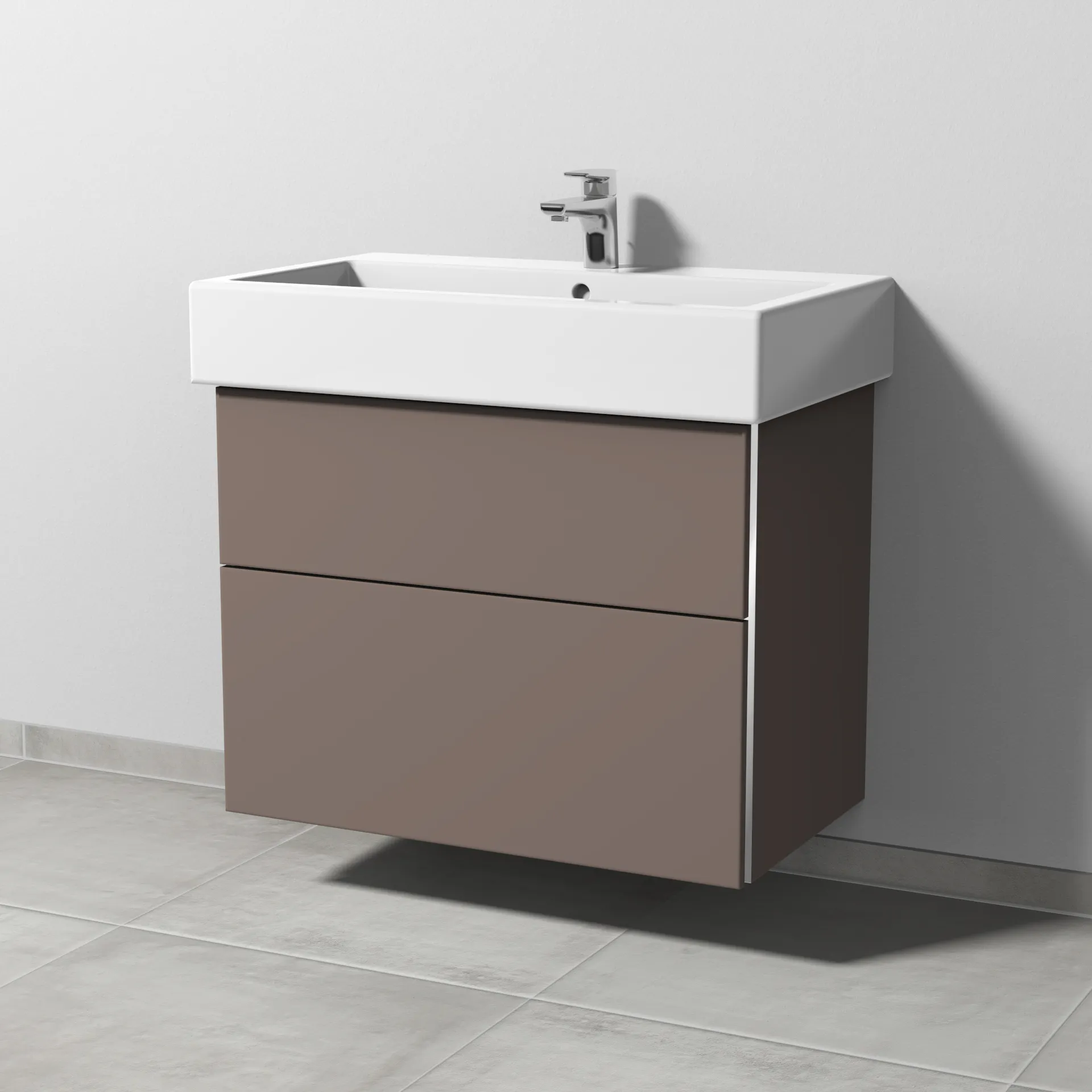 Sanipa Waschtischunterschrank „3way“ passend zu Keramik-Waschtische Vero von Duravit 750 × 593 × 447 mm in Taupe (matt)