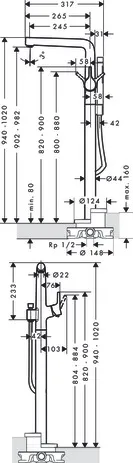 Hansgrohe Talis S Einhebel-Wannenmischer bodenstehend Chrom Hansgrohe Talis S Einhebel-Wannenmischer bodenstehend Chrom