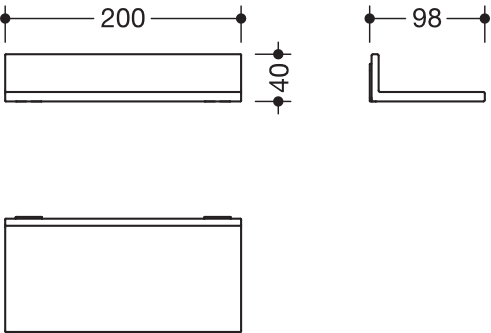 HEWI Ablage „System 900Q“ in 20 × 4 cm