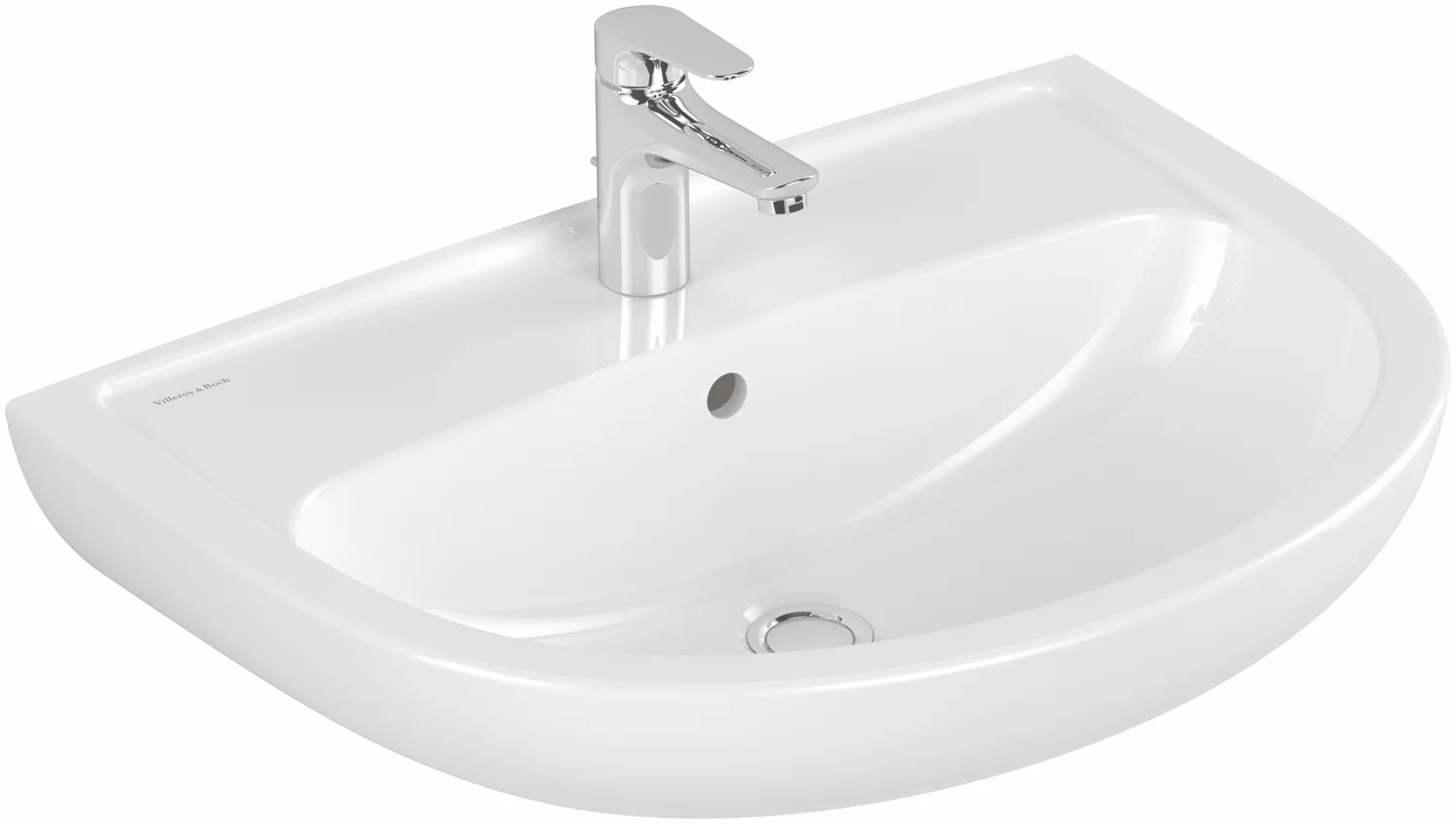 Villeroy & Boch Waschbecken „Newo“ 650 × 484 × 180 mm, Hahnlochposition mittig in Weiß Alpin