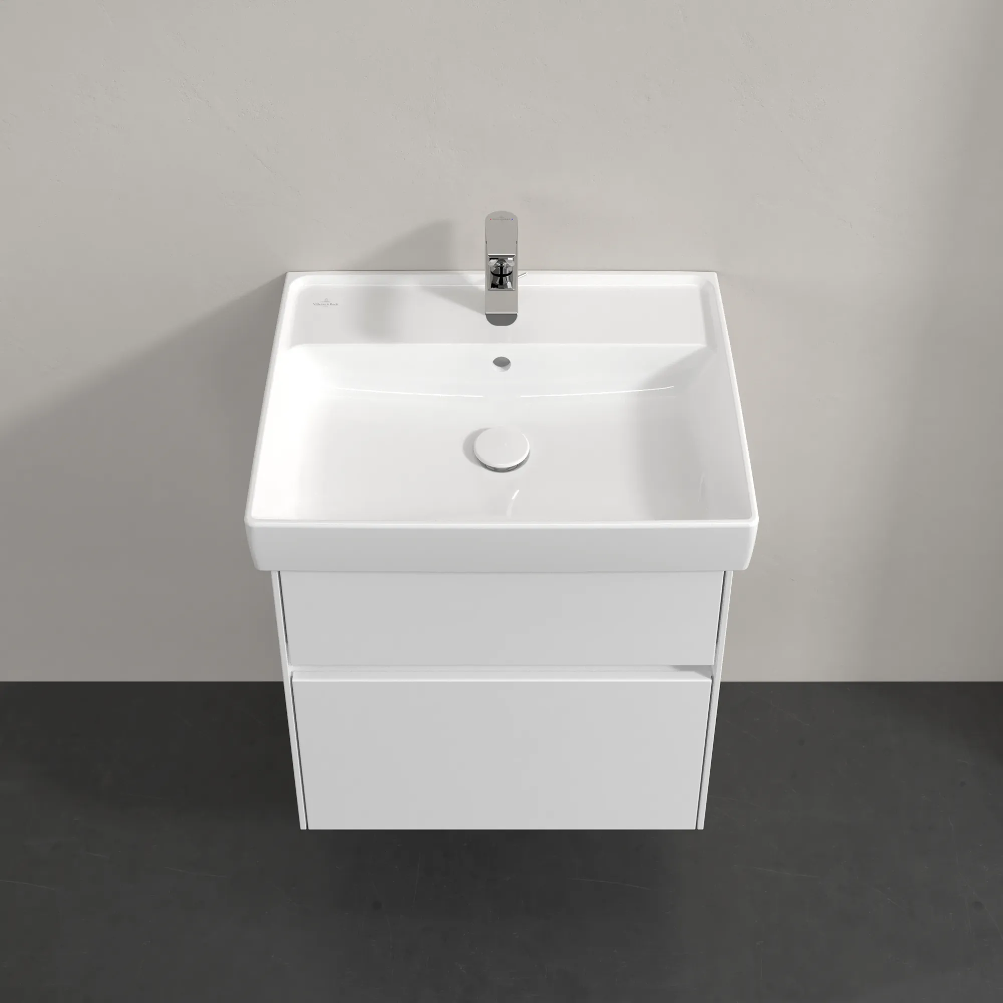 Villeroy & Boch Waschtischunterschrank „Collaro“ 554 × 546 × 444 mm Glossy White, für Becken mittig, ohne Beleuchtung Villeroy & Boch Waschtischunterschrank „Collaro“ 554 × 546 × 444 mm Glossy White, für Becken mittig, ohne Beleuchtung