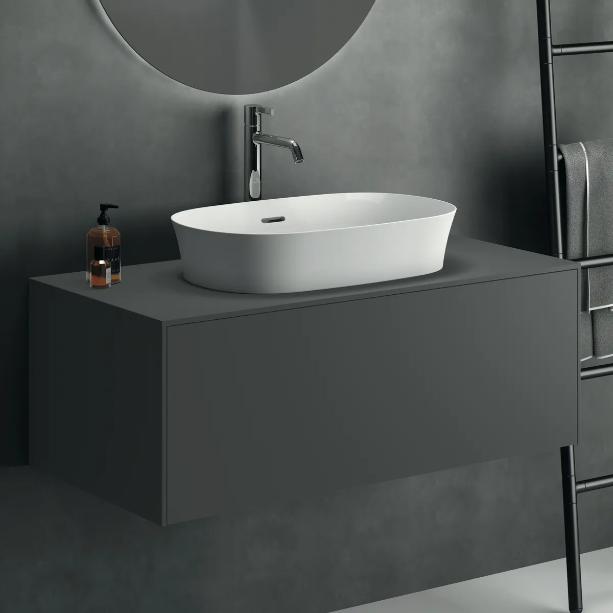 Ideal Standard Waschtischunterschrank „Conca“ 100,2 × 37 × 50,5 cm Anthrazit matt lackiert Ideal Standard Waschtischunterschrank „Conca“ 100,2 × 37 × 50,5 cm Anthrazit matt lackiert