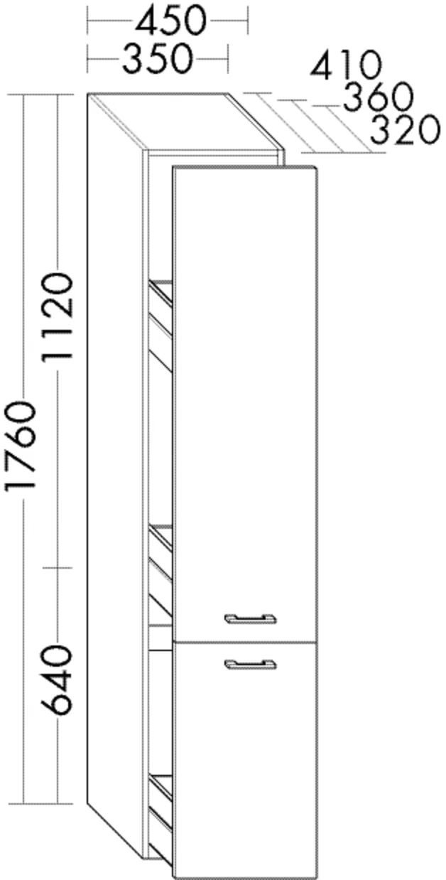 Apothekerschrank, 1 Doppelauszug oben;1 Auszug unten;1 Doppelsteckdose;1 Fönhalter, Metall, graphit, Tiefe: 360 mm, Breite: 450 mm, Höhe: 1760 mm