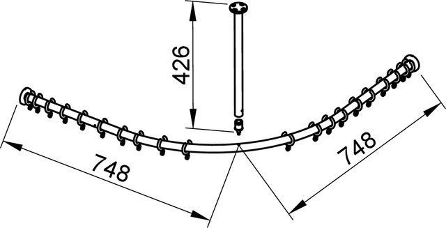 Plan 14938170900 Brausevorhangstangen-Set für Viertelkreisdusche 900 x 900 mm silber-eloxiert