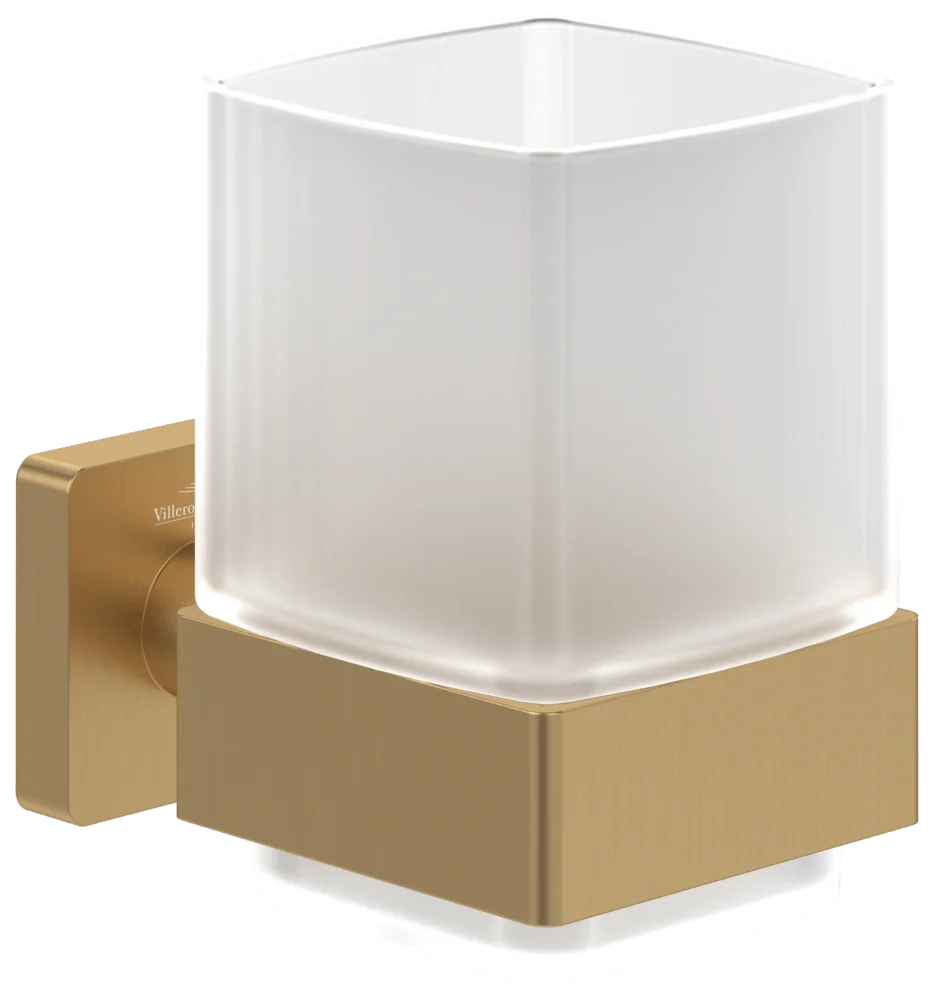 Villeroy & Boch Glashalter Elements - Striking, Brushed Gold, 99x123x100 mm, Wandmontage