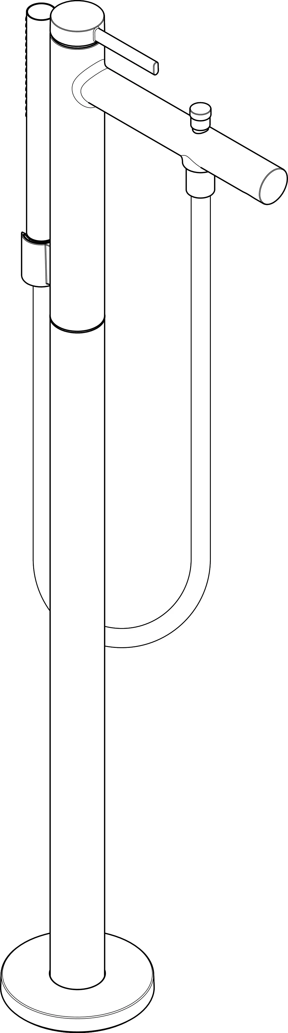 Hansgrohe Zesis S Einhebel-Wannenmischer bodenstehend Chrom, Ausladung 208 mm, Normalstrahl, PowderRain-Handbrause, max. Durchfluss 21 l/min Hansgrohe Zesis S Einhebel-Wannenmischer bodenstehend Chrom, Ausladung 208 mm, Normalstrahl, PowderRain-Handbrause, max. Durchfluss 21 l/min