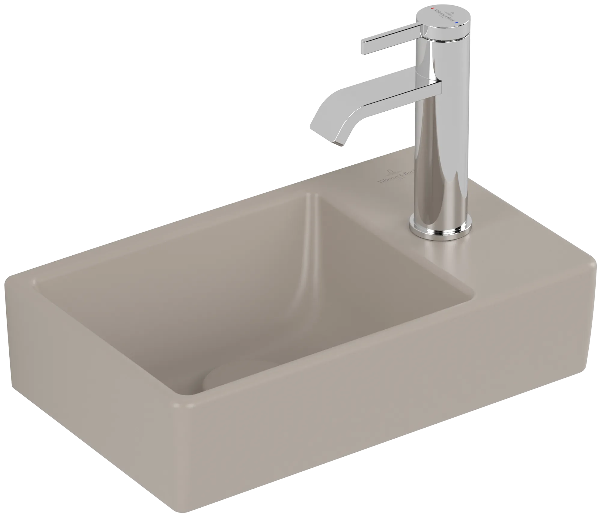 Villeroy & Boch Handwaschbecken „Avento“ 360 × 220 × 110 mm, für Becken links, mit Hahnlochbohrung, Hahnlochposition mittig in Almond