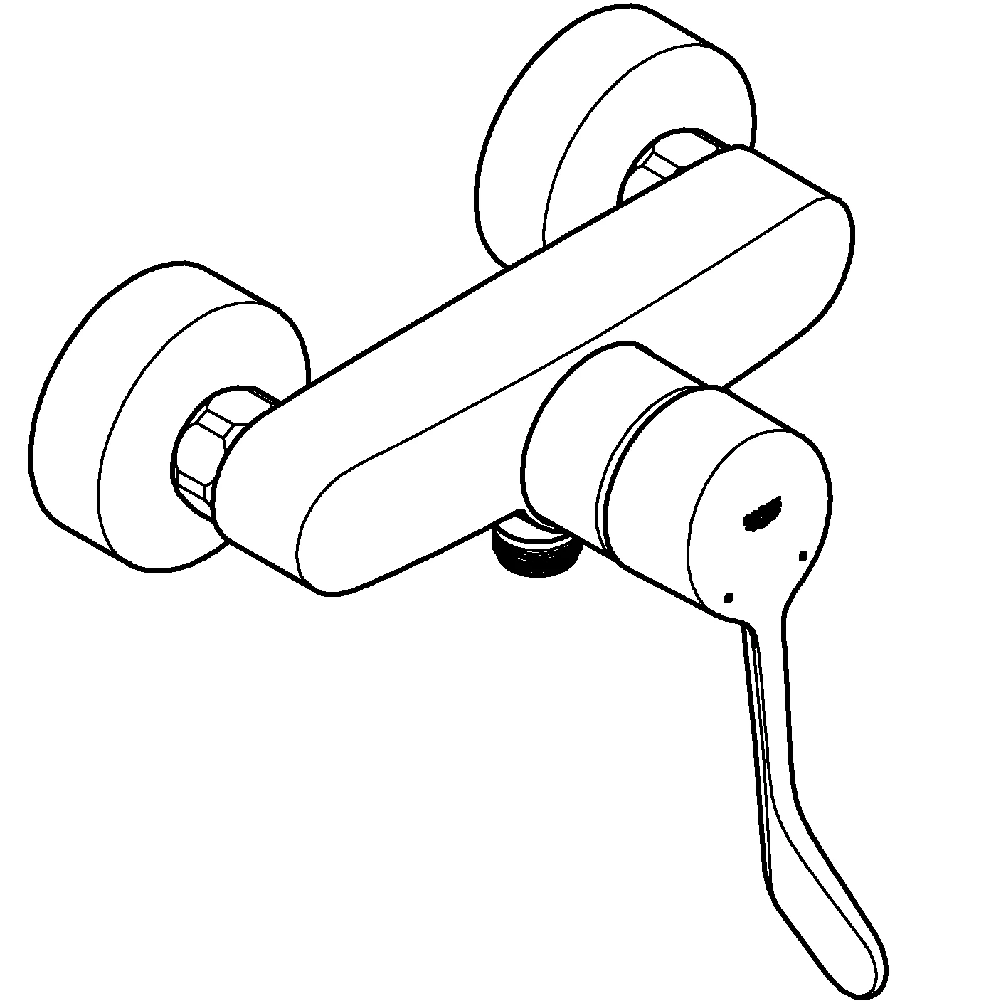 Einhand-Brausebatterie Eurosmart, 25244_3, Wandmontage, langer Metallhebel, Temperaturbegrenzer, S-Anschlüsse, eigensicher, chrom