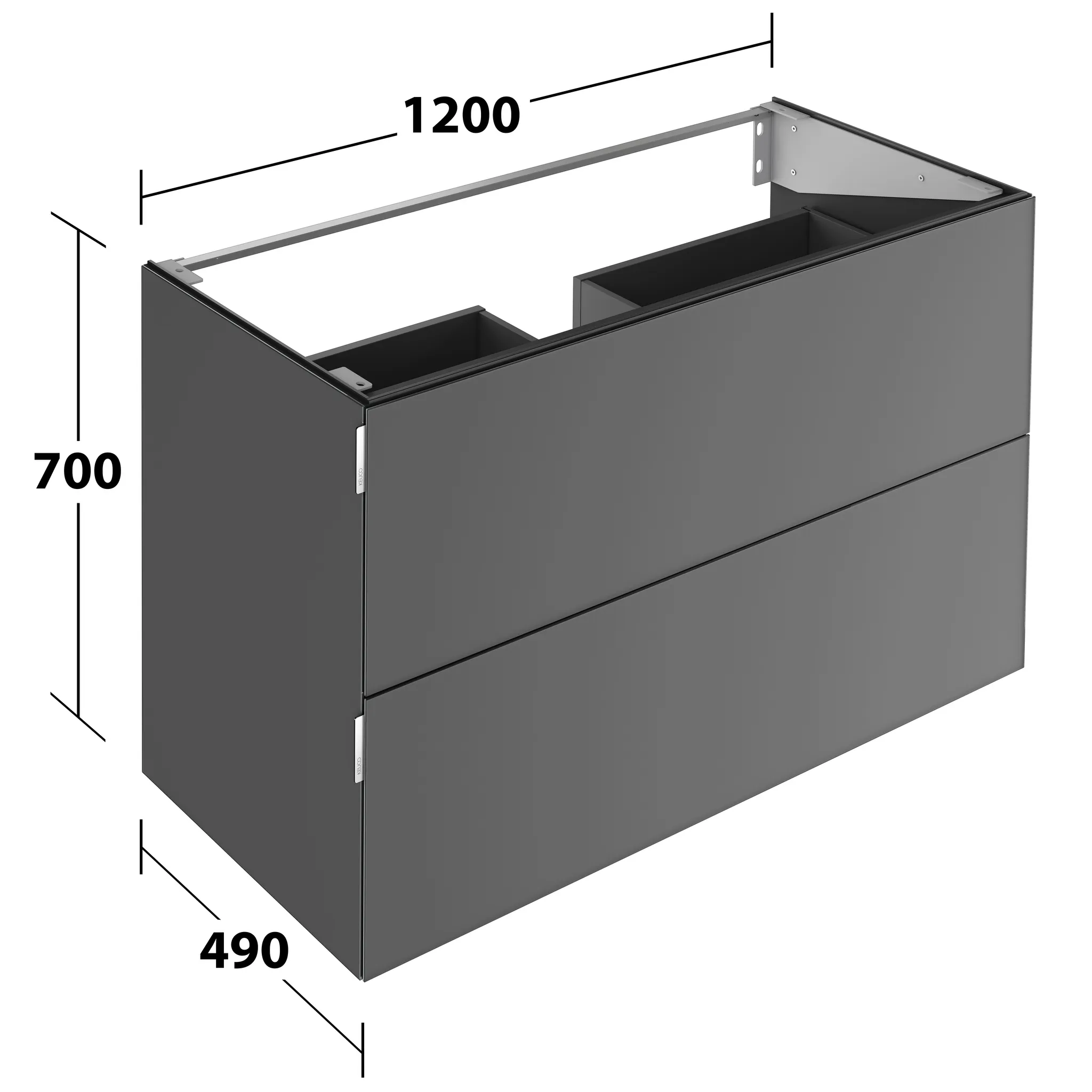 KEUCO Waschtischunterschrank mit Auszügen „Edition 11 Art“ Smoke (Glas, satiniert), Smoke (Glas, satiniert), mit Beleuchtung 1200 × 700 × 490 mm