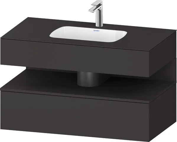 Einbauwaschtisch mit Konsolenwaschtischunterbau „Qatego“ 100 × 55 × 60 cm, mit Beleuchtung