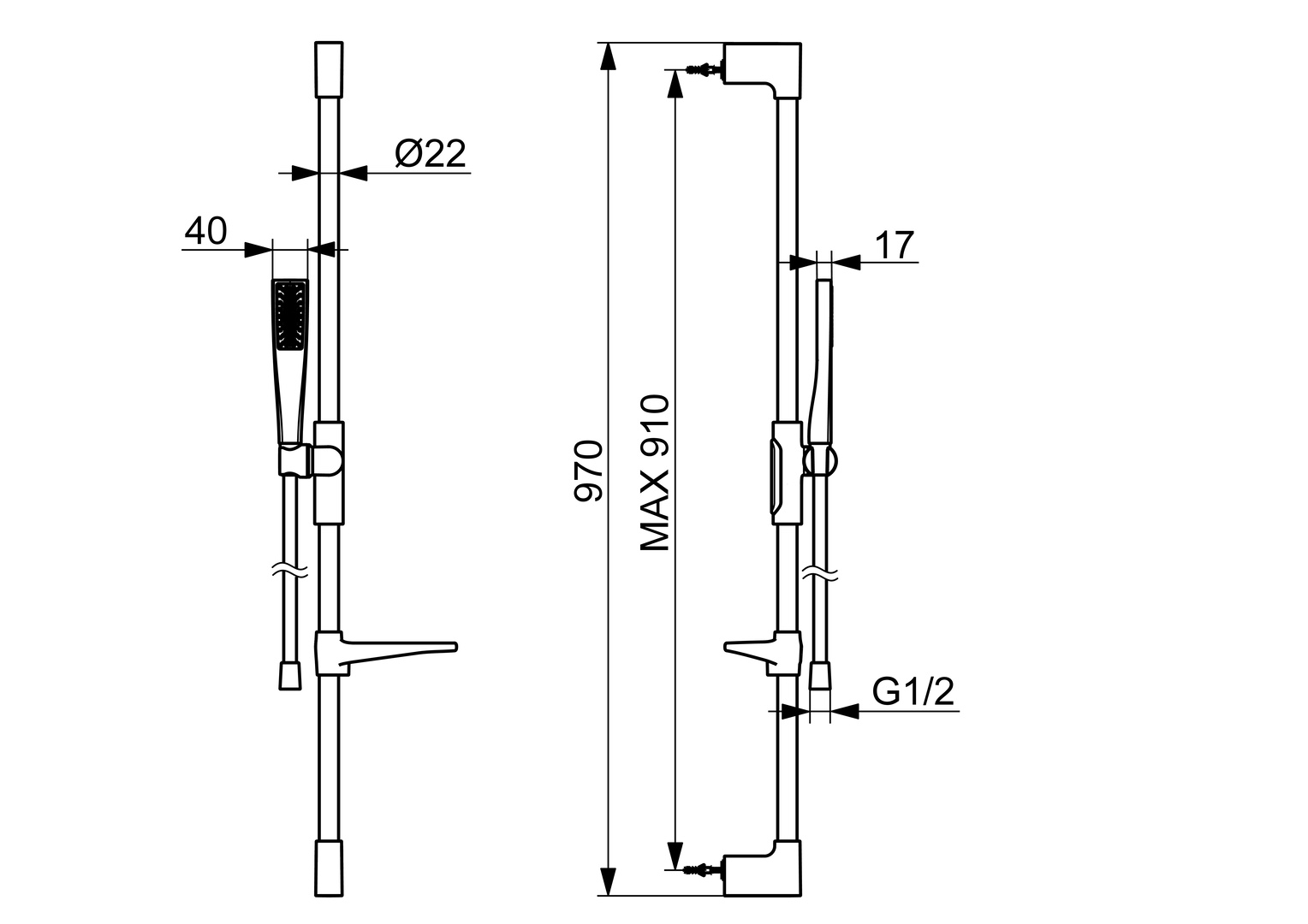 Wandstangengarnitur AURELIA 4715 1-strahlig Chrom