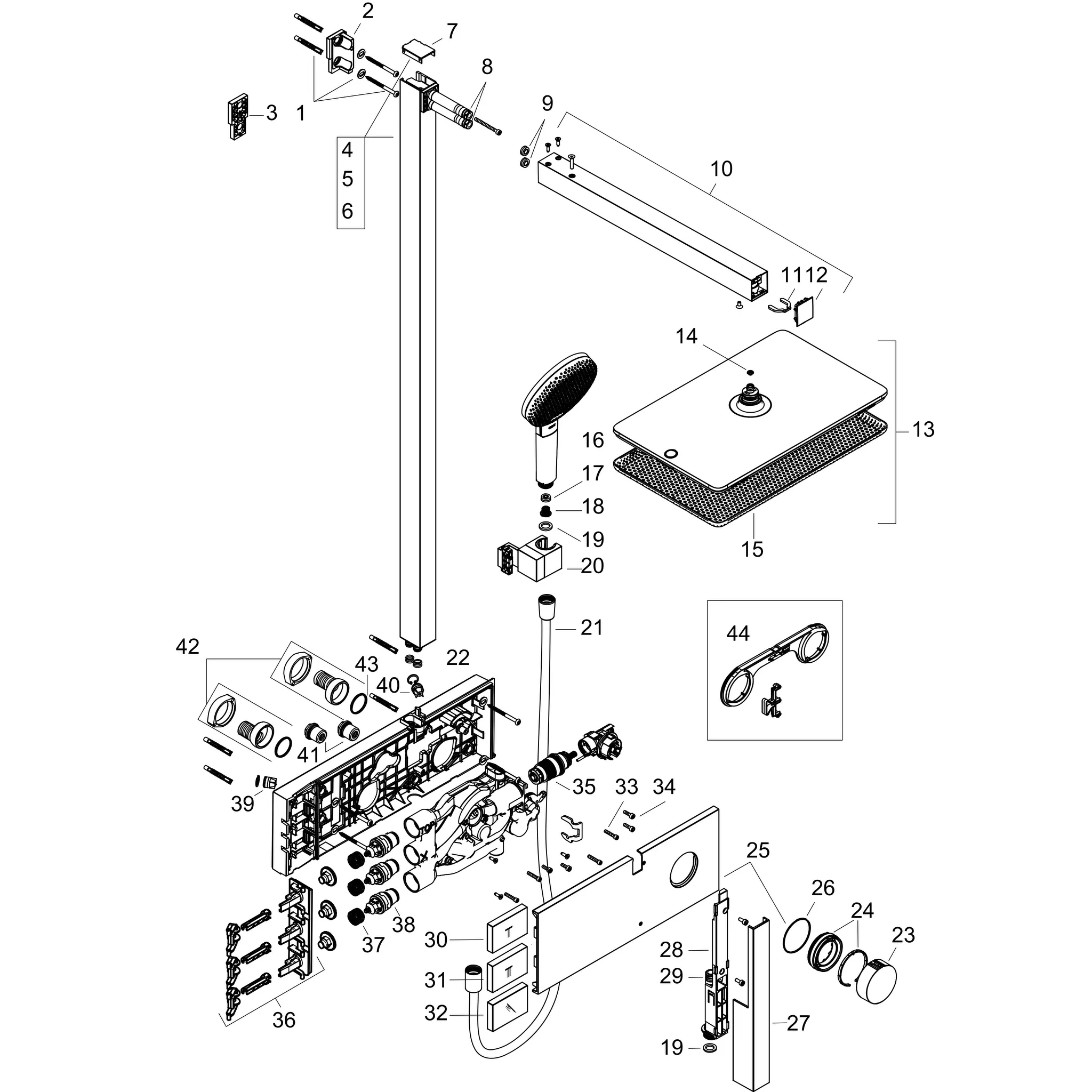Hansgrohe Raindance Alive S Showerpipe 300 2jet mit Thermostat, Chrom, 150 ± 12 mm Stichmaß, Aufputzinstallation