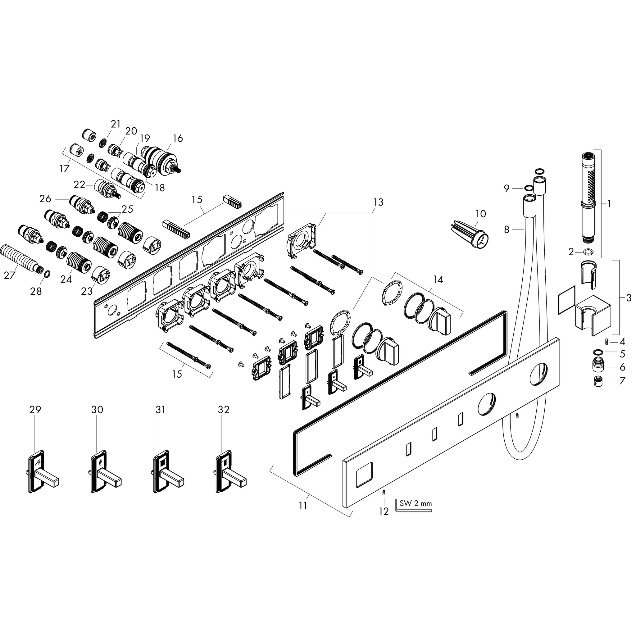 AXOR ShowerComposition Thermostatmodul 540/110 Unterputz für 3 Verbraucher Chrom AXOR ShowerComposition Thermostatmodul 540/110 Unterputz für 3 Verbraucher Chrom