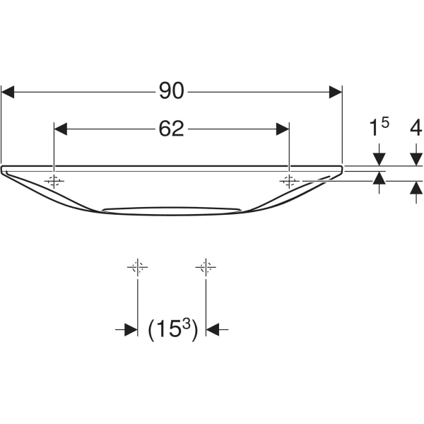 Wandwaschtisch „One“ mit horizontalem Ablauf, rechteckig 90 × 40 cm in weiß matt mit KeraTect® Wandwaschtisch „One“ mit horizontalem Ablauf, rechteckig 90 × 40 cm in weiß matt mit KeraTect®