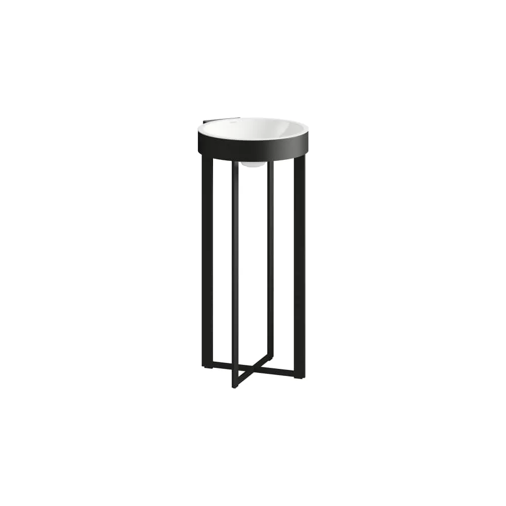 Laufen Waschtisch XCROSS, bodenstehend, rund, 1 Hahnloch, ohne Überlauf, 397 x 482 x 900 mm in schwarz matt
