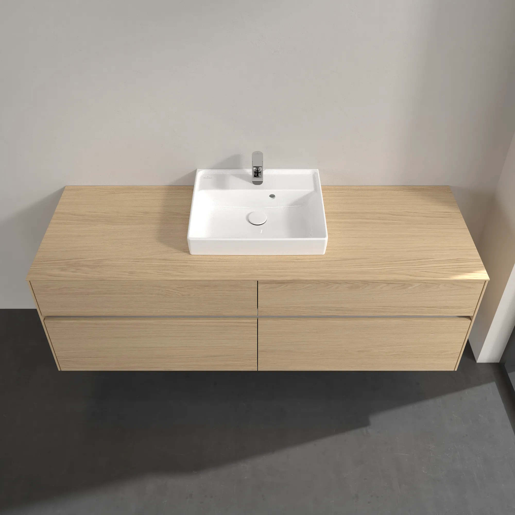 Villeroy & Boch Waschtischunterschrank „Collaro“ 1600 × 548 × 500 mm Nordic Oak, mit Beleuchtung, für Becken mittig