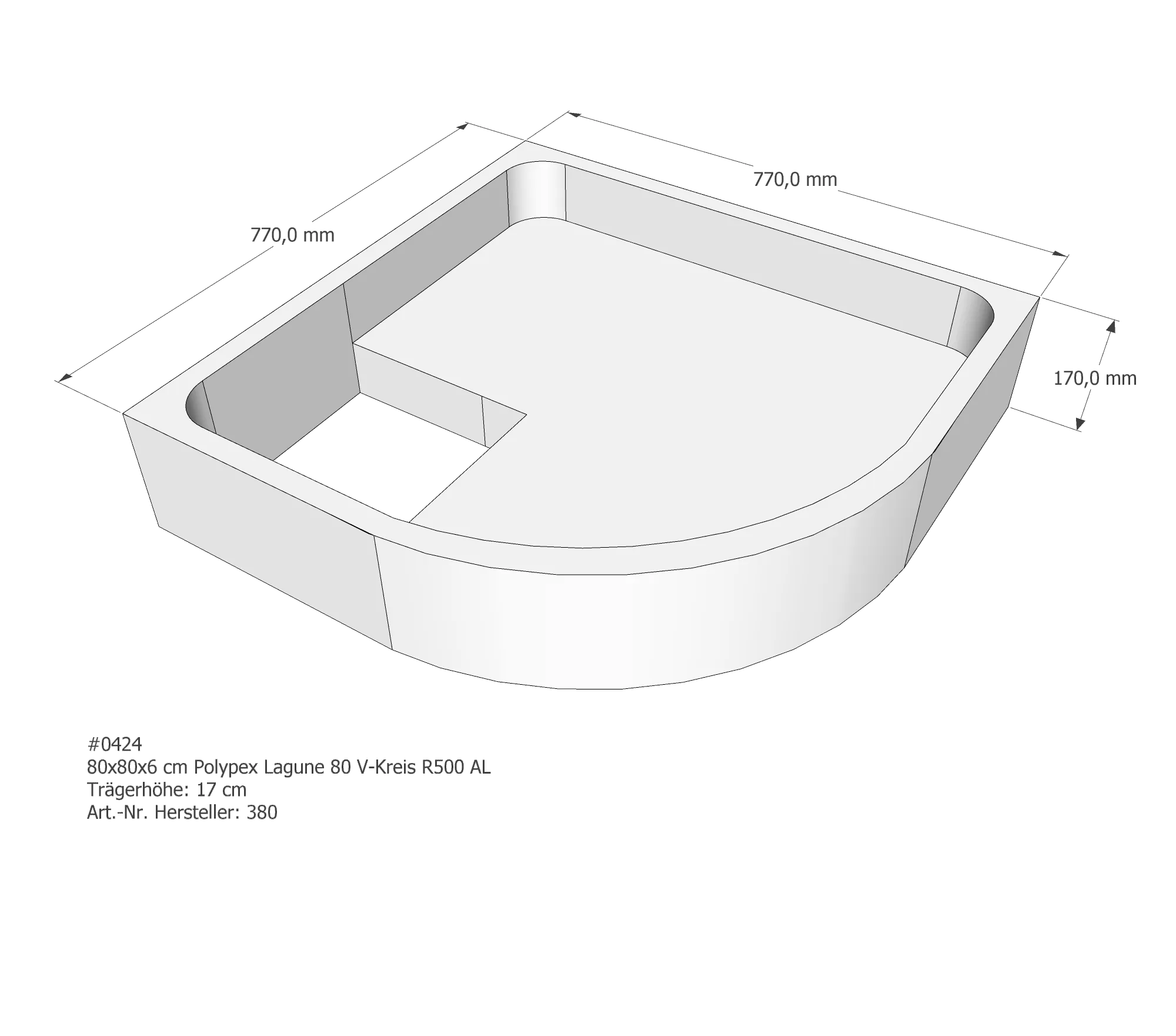 Duschwannenträger für Polypex Lagune 80 80 × 80 × 6 cm
