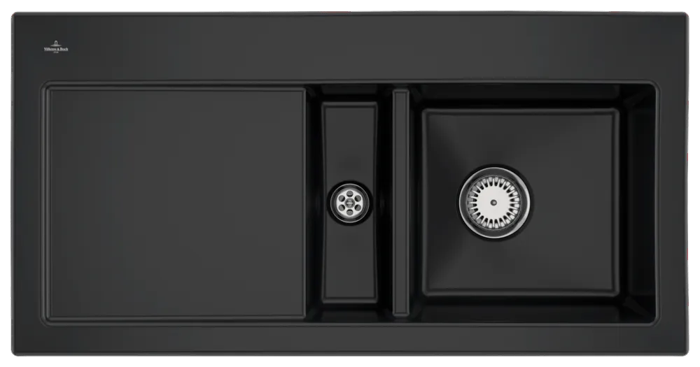 Villeroy & Boch Einbau-Küchenspülbecken „Subway“ 60 1000 × 510 × 220 mm, für Becken rechts in Pure Black