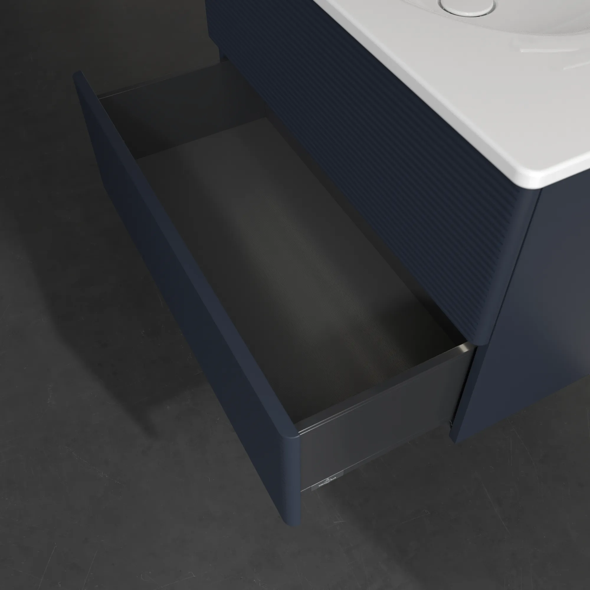Villeroy & Boch Waschtischunterschrank für Schrankwaschtisch „Antao“ 788 × 504 × 496 mm Midnight Blue Matt Lacquer, für Becken mittig, mit Beleuchtung Villeroy & Boch Waschtischunterschrank für Schrankwaschtisch „Antao“ 788 × 504 × 496 mm Midnight Blue Matt Lacquer, für Becken mittig, mit Beleuchtung