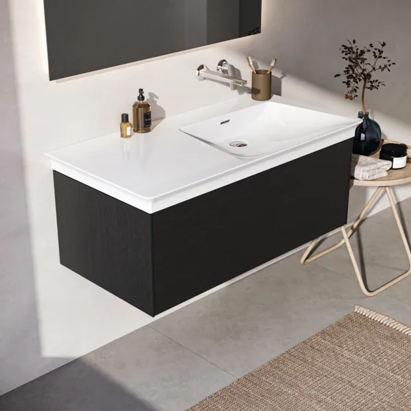 Ideal Standard Waschtischunterschrank „Conca“ 100 × 37 × 50,5 cm Eiche geflammt Furnier Ideal Standard Waschtischunterschrank „Conca“ 100 × 37 × 50,5 cm Eiche geflammt Furnier