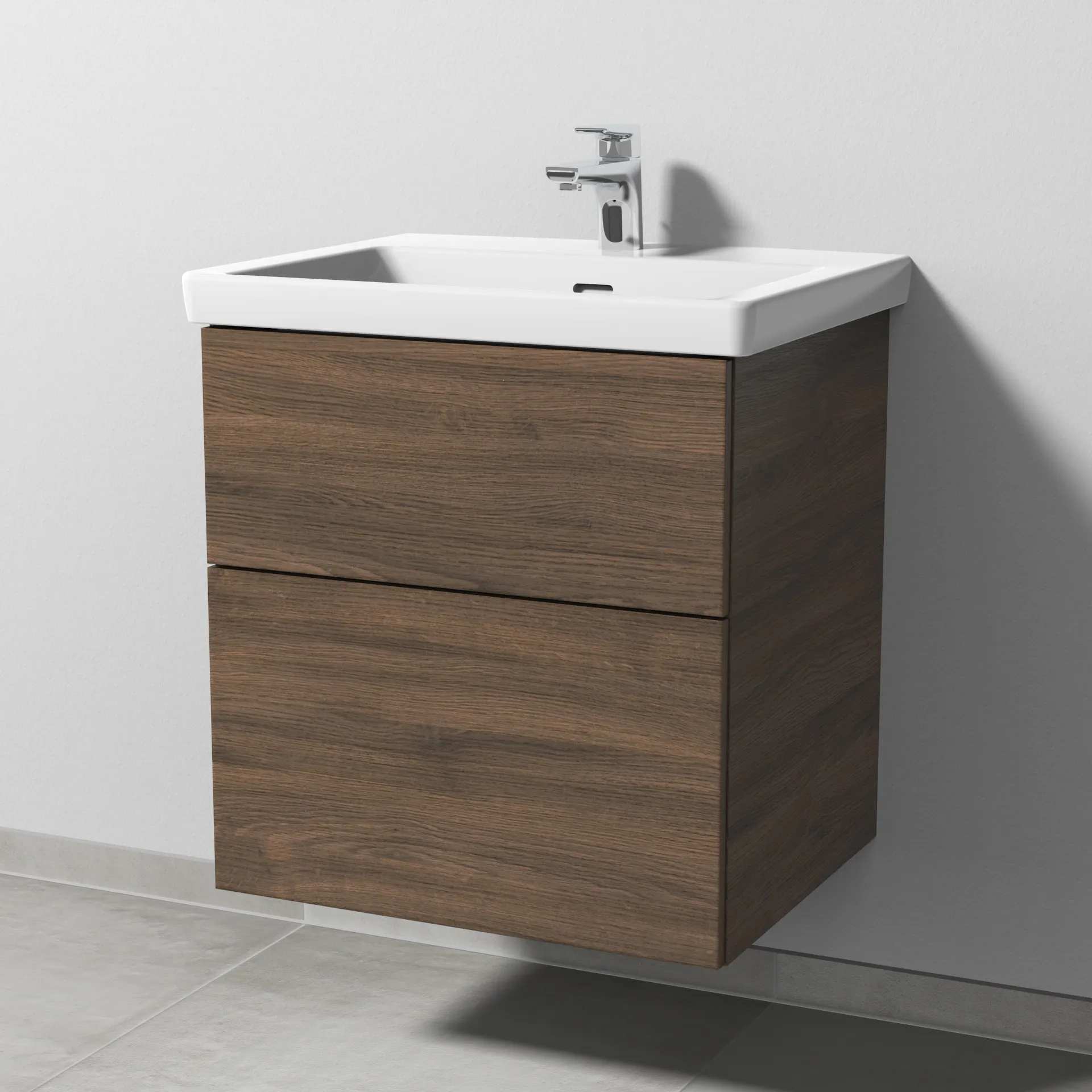 Sanipa Waschtischunterschrank „3way“ 555 × 588 × 462 mm in Eiche Arizona, Becken mittig