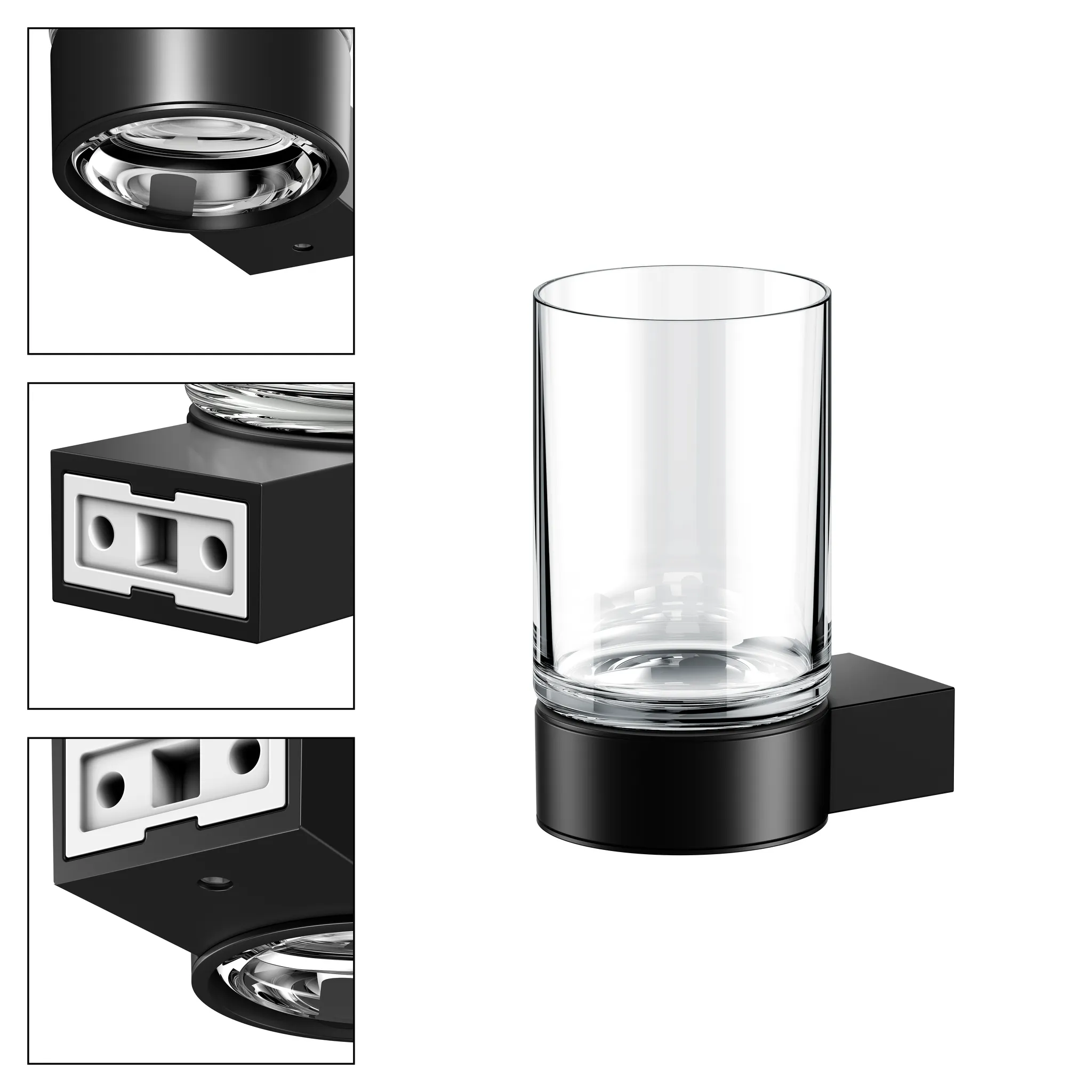 Plan 14950379000 Glashalter mit Echtkristall-Glas schwarz